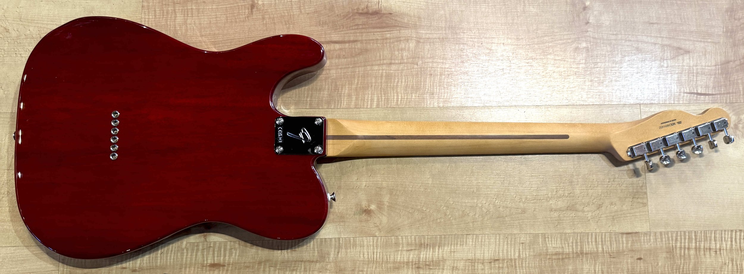 Back of the Fender Player II Telecaster Chambered Electric Guitar In Transparent Cherry
