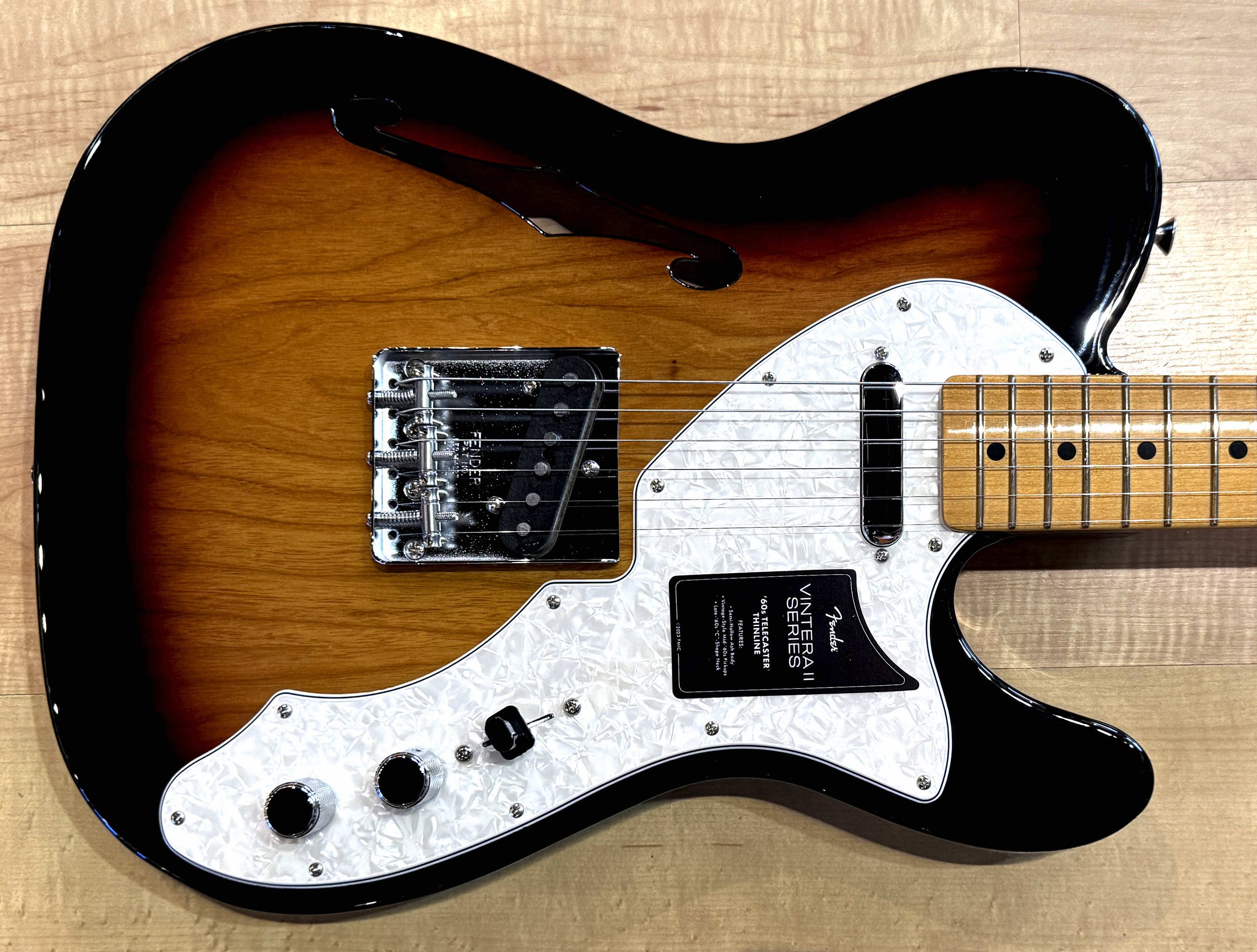 Body of the Fender Vintera II '60s Telecaster Thinline Semi-Hollow Electric Guitar 3-Color Sunburst Serial Number MX23041293