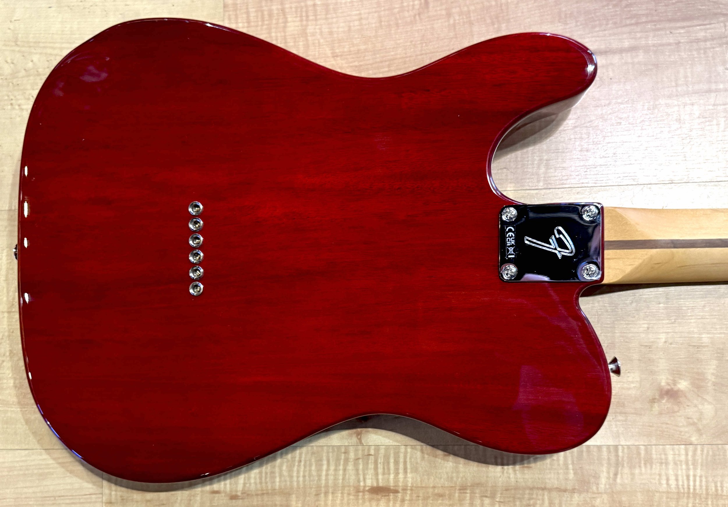 Back of the body of the Fender Player II Telecaster Chambered Electric Guitar In Transparent Cherry