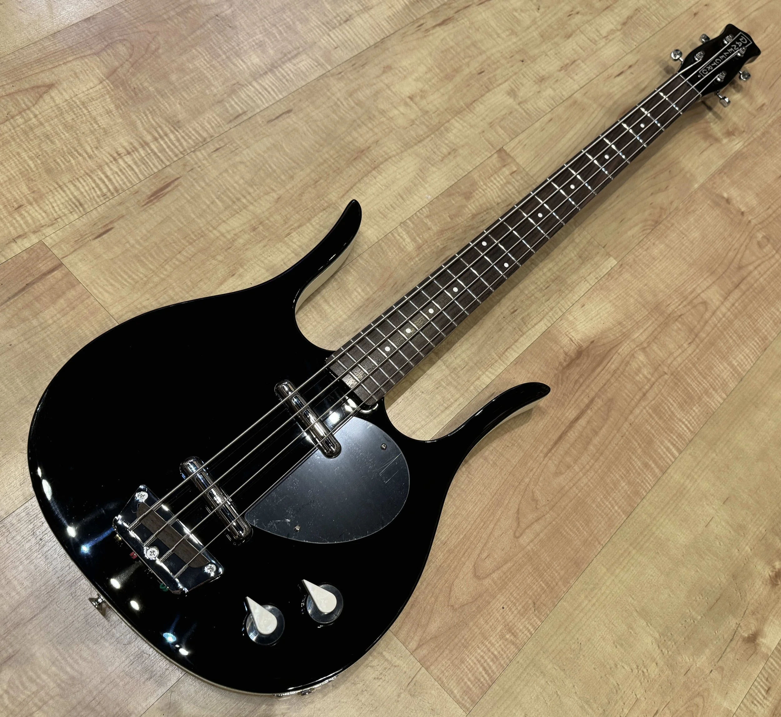 Full view of the Danelectro Longhorn Bass Guitar in Black