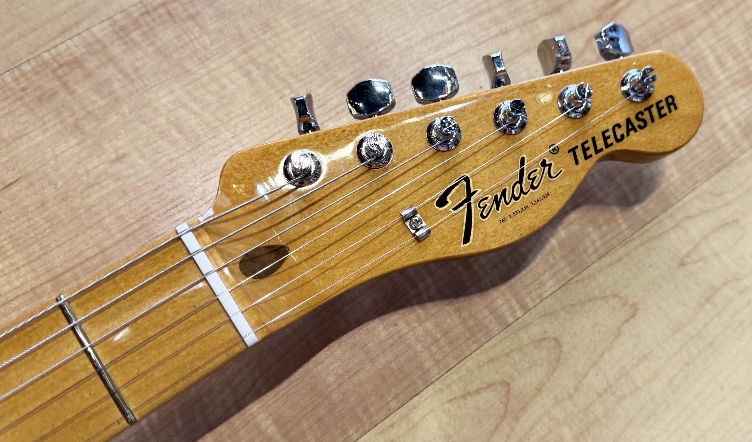 Headstock of the Fender Vintera II '60s Telecaster Thinline Semi-Hollow Electric Guitar 3-Color Sunburst Serial Number MX23041293