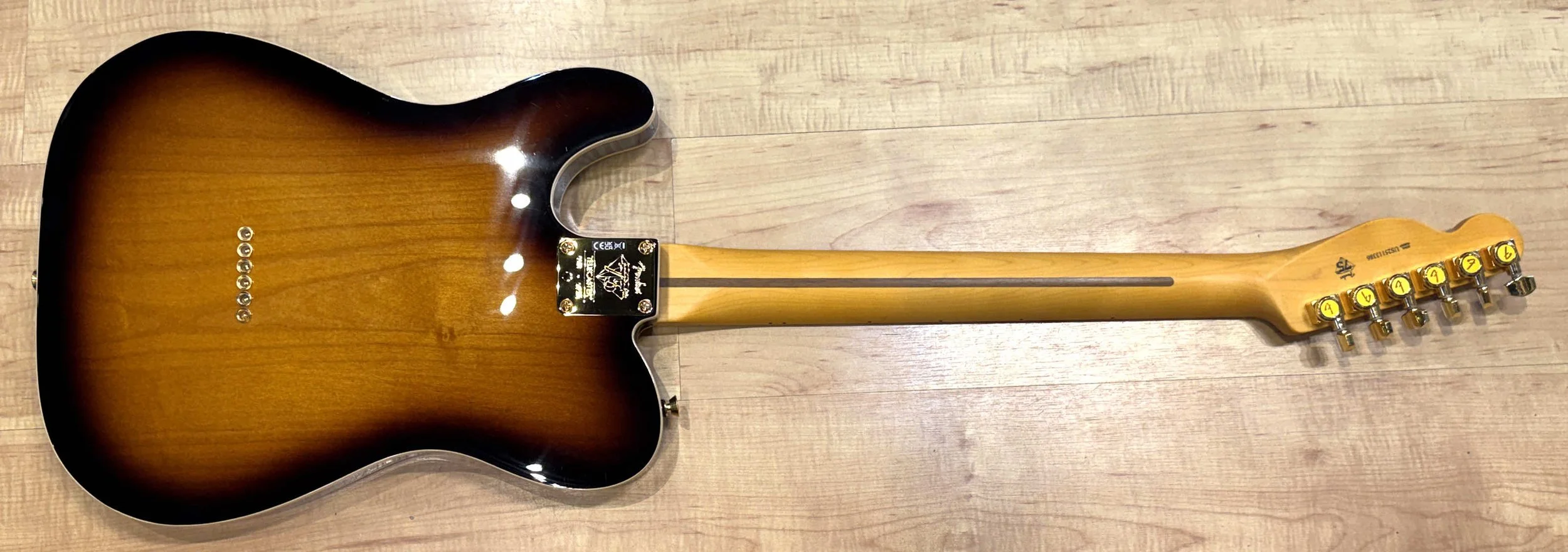 Back of the Fender 75th Anniversary American Professional Custom Telecaster Flametop In 2-Color Sunburst