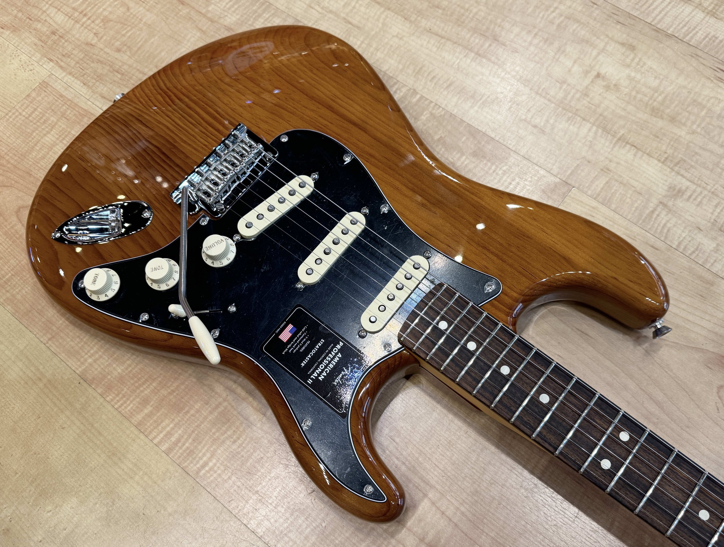 Body of the Fender American Professional II Stratocaster Electric Guitar with Rosewood Fingerboard in Roasted Pine