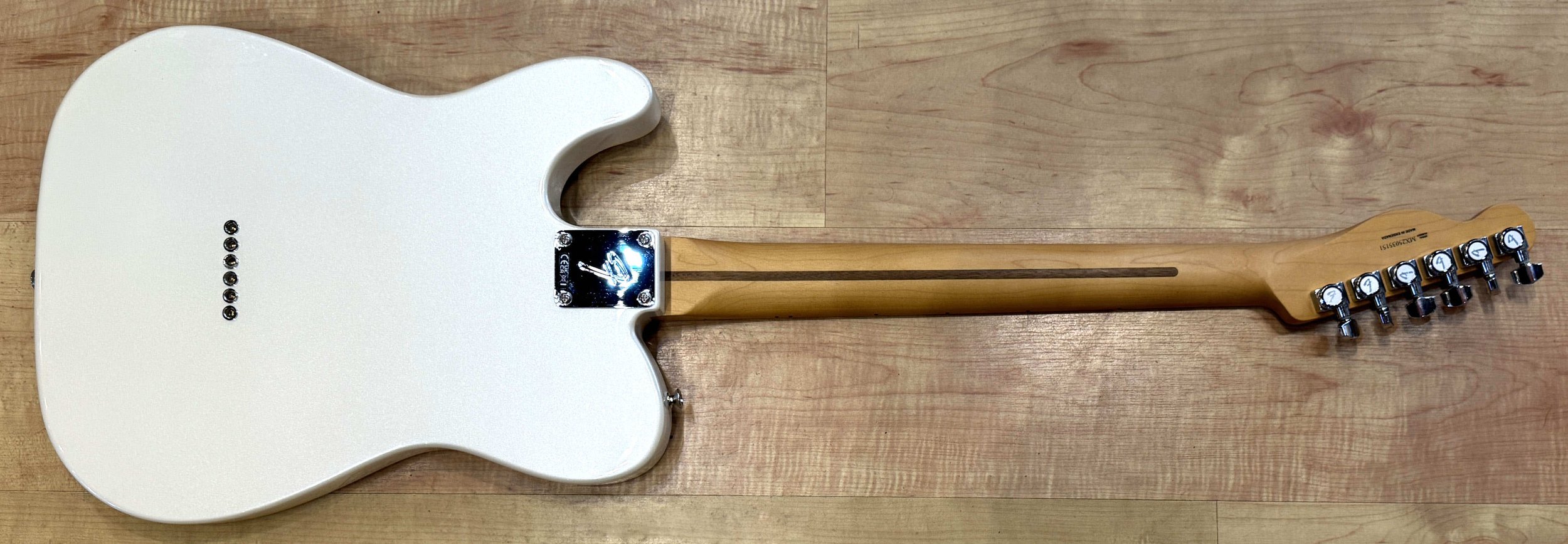 Back of the Fender Player II Modified Telecaster SH Electric Guitar in Olympic Pearl White