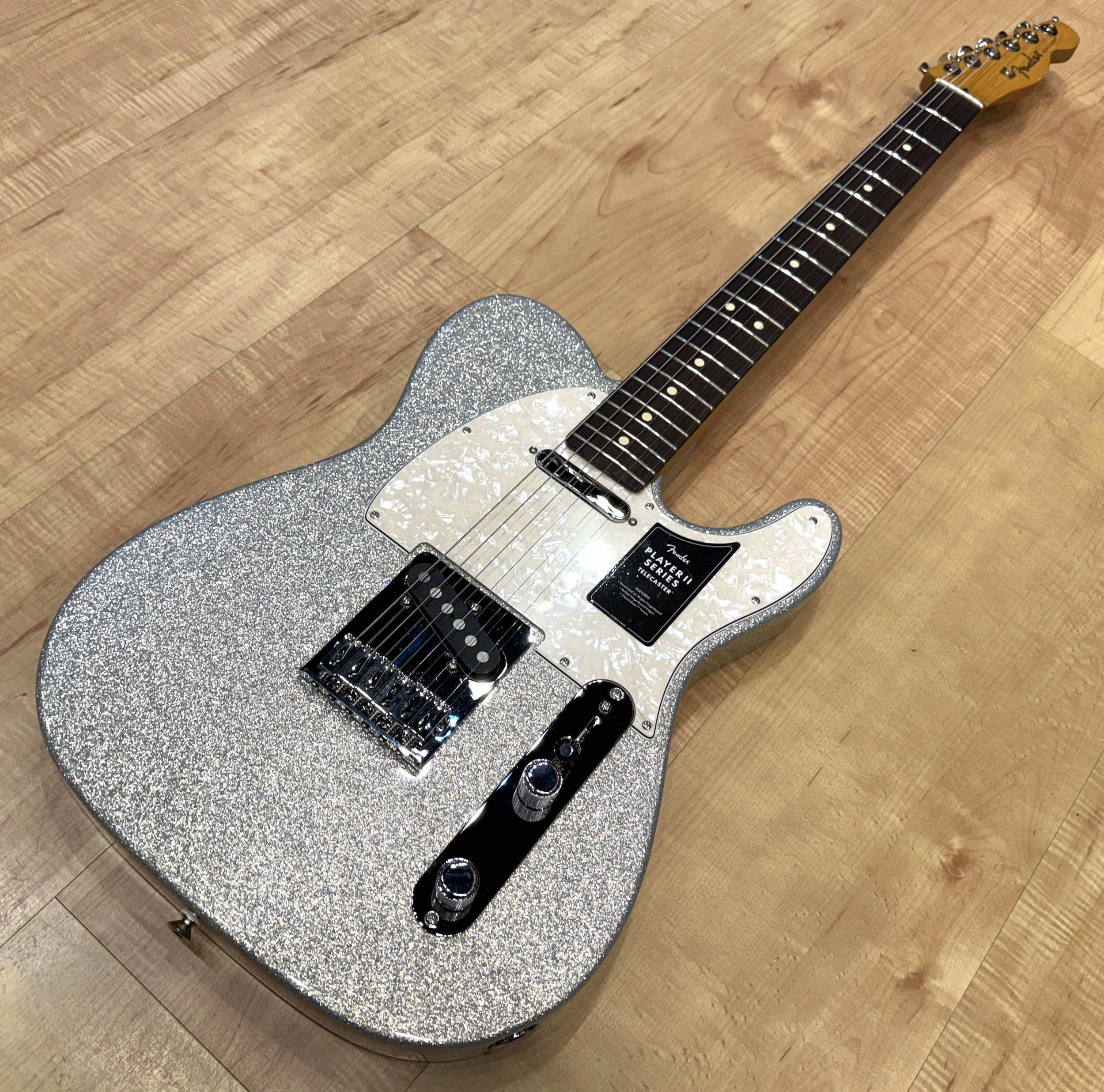 Full view of the Fender Limited Edition 75th Anniversary Player II Telecaster Electric Guitar in Diamond Dust Sparkle