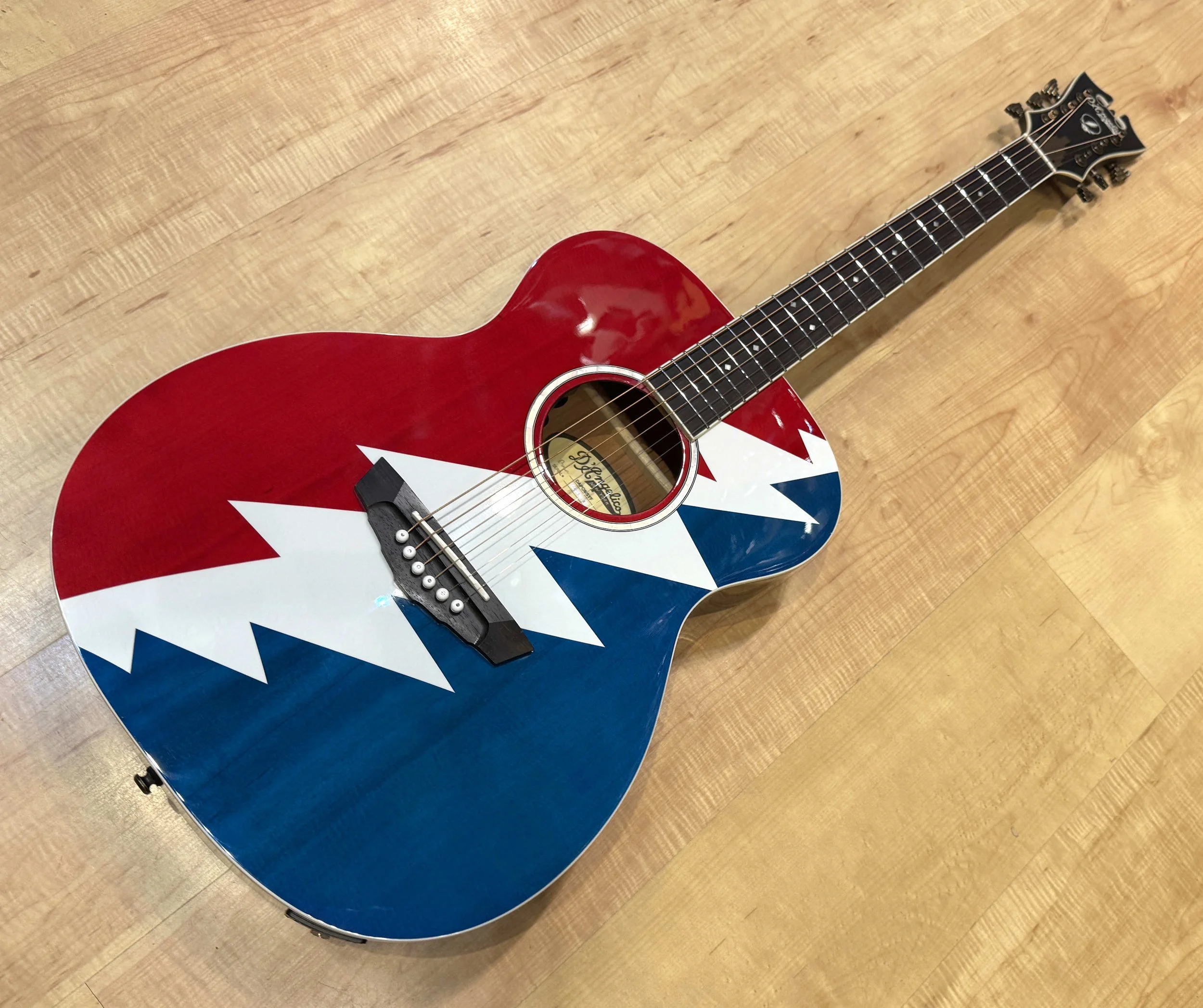 Full view of the D'Angelico Grateful Dead Tammany Acoustic Electric Guitar
