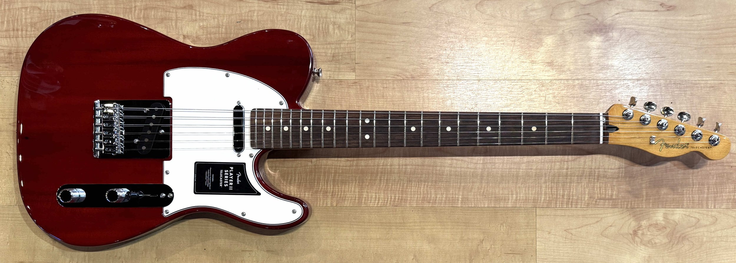 Front of the Fender Player II Telecaster Chambered Electric Guitar In Transparent Cherry