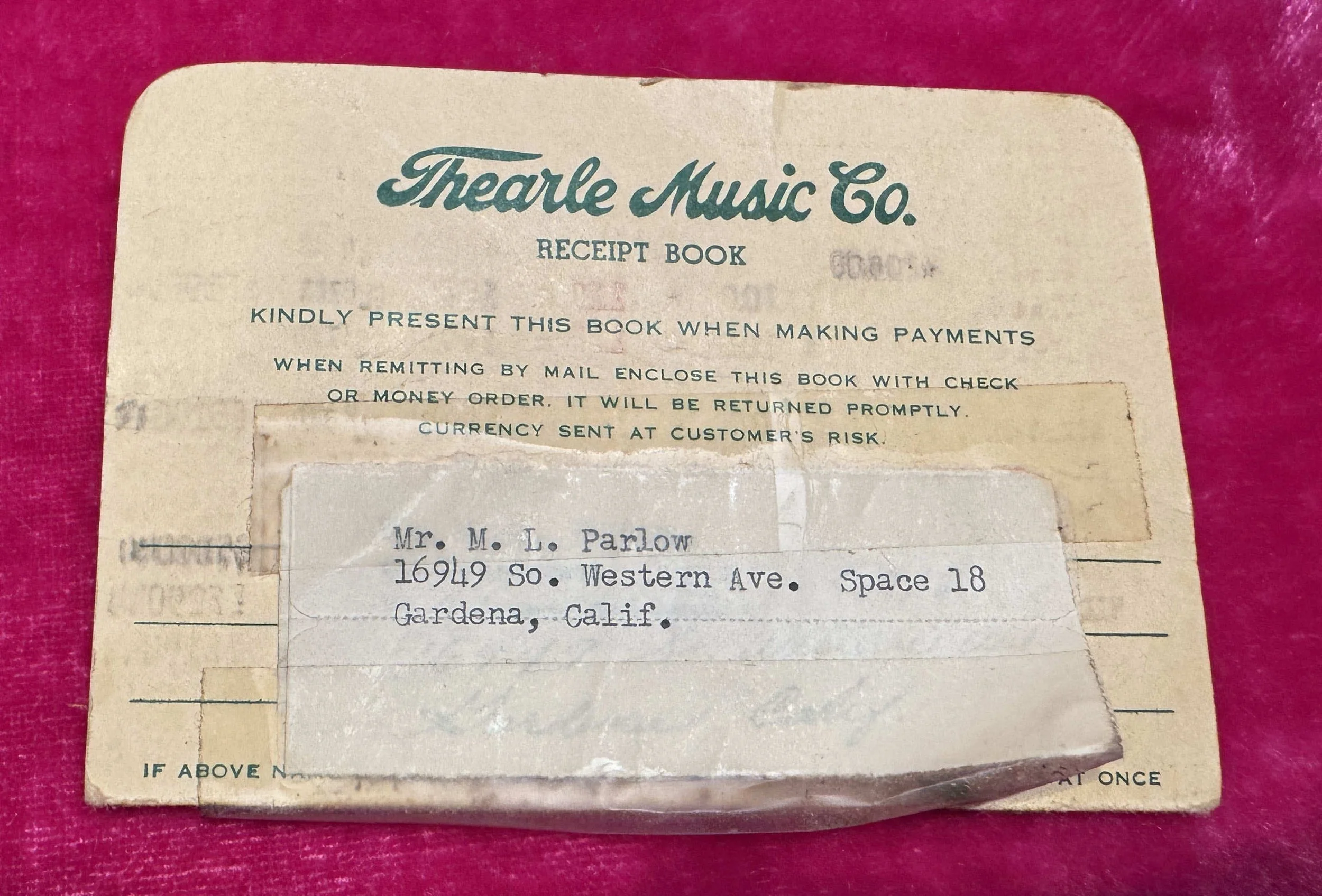 Receipt of the Gibson J-160E Acoustic-Electric Guitar - Vintage 1959