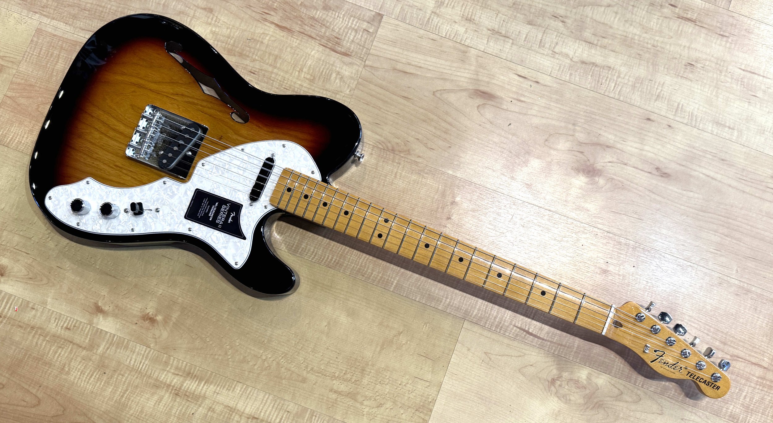 Neck of the Fender Vintera II '60s Telecaster Thinline Semi-Hollow Electric Guitar 3-Color Sunburst Serial Number MX23041293