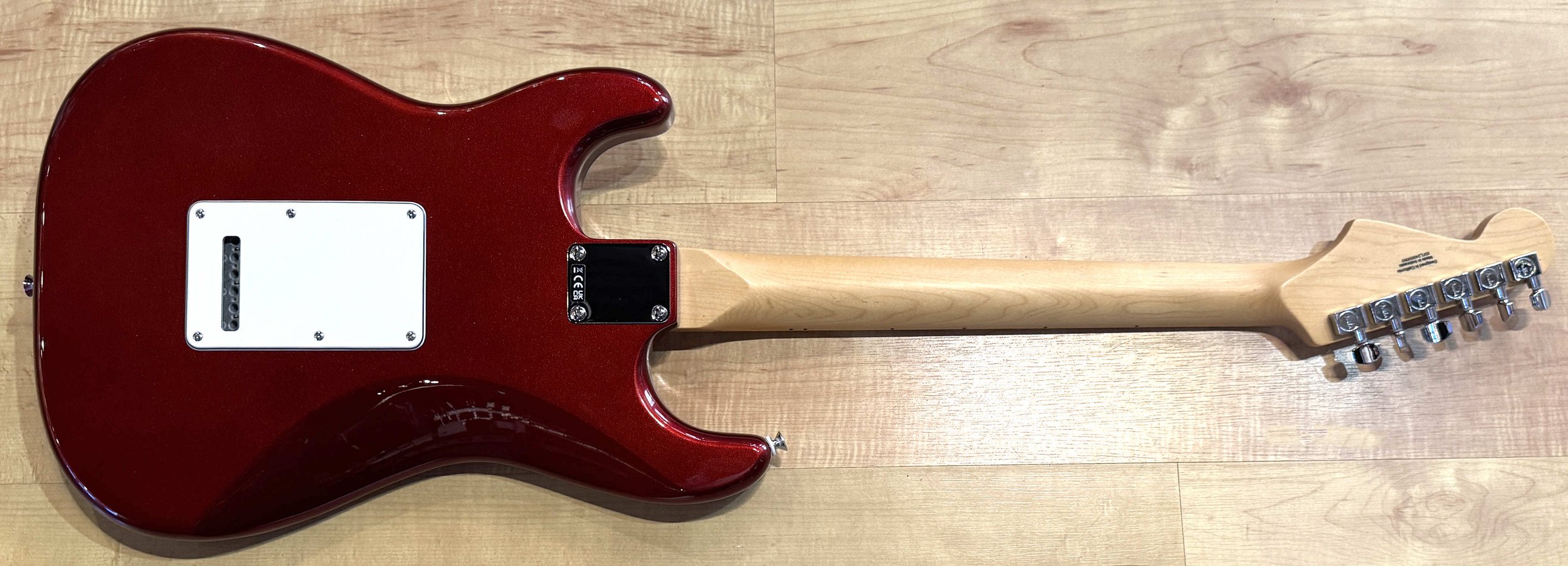 Back of the Fender Standard Stratocaster Electric Guitar In Candy Cola