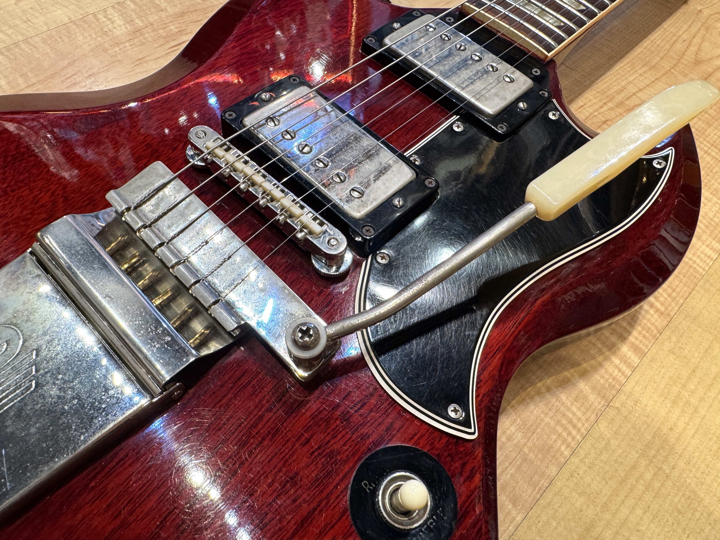 Bridge of the Gibson Les Paul/SG Standard Model Solid Body Electric Guitar