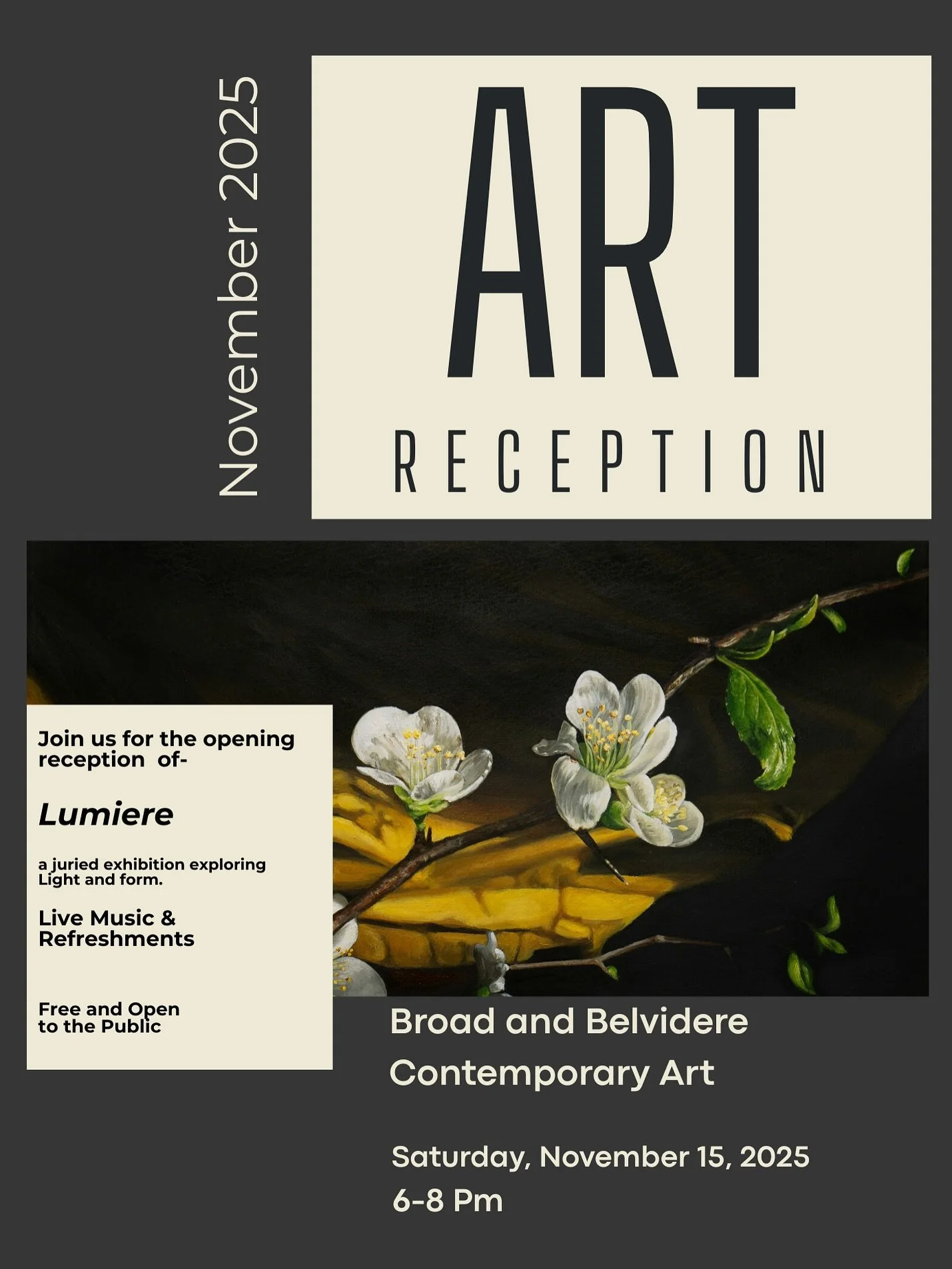 Opening reception this Saturday, November 15, 2025 in Pennsylvania 💛 @broadbelviderefineart