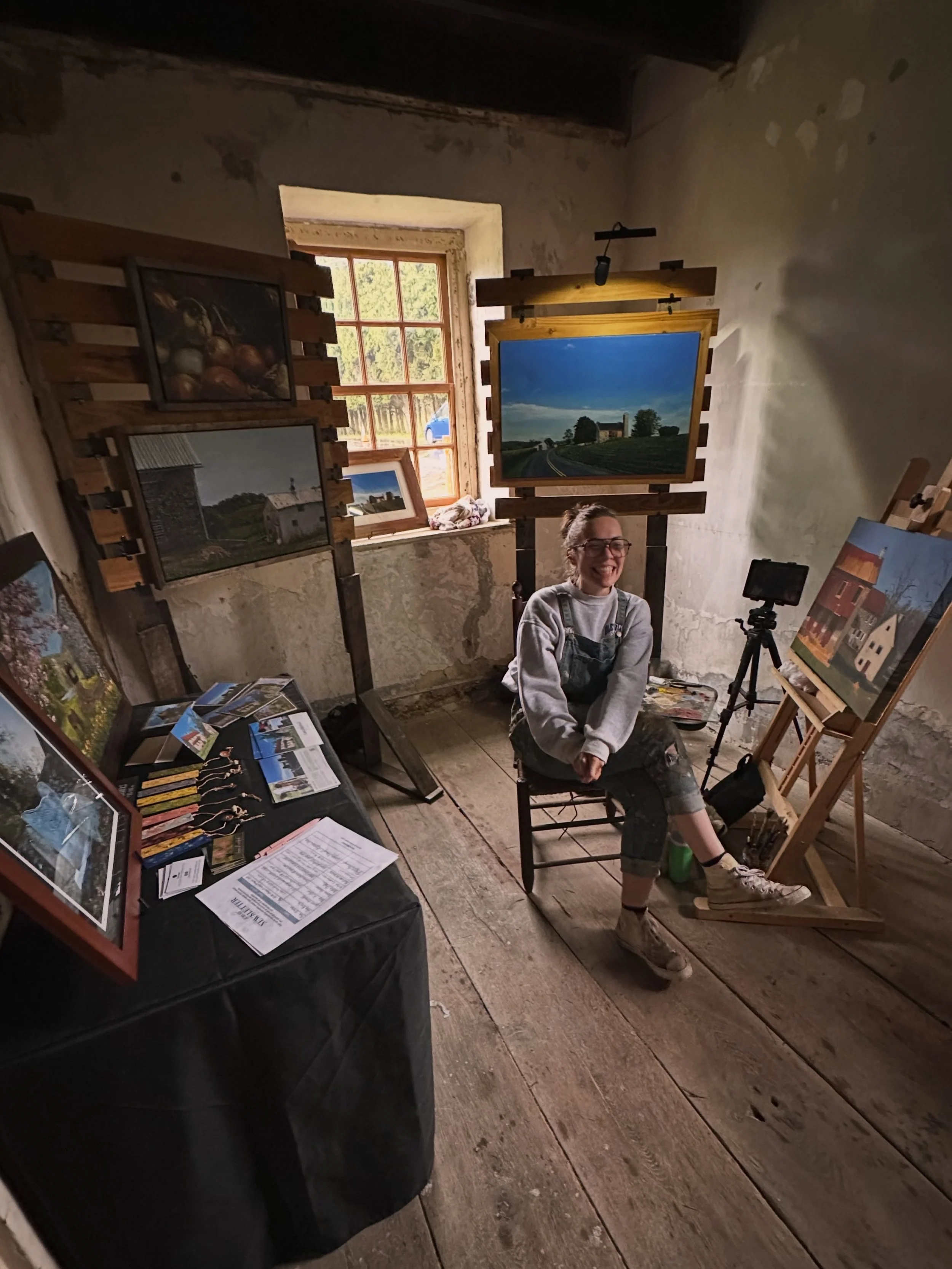Welcome to my little corner in a home that pre-dates the US. (Est. 1753!!) This was by far one of the most unique and most meaningful spaces where my work was invited to show. THANK YOU EVERYONE who stopped by. On a bizarrely cold and rainy May after