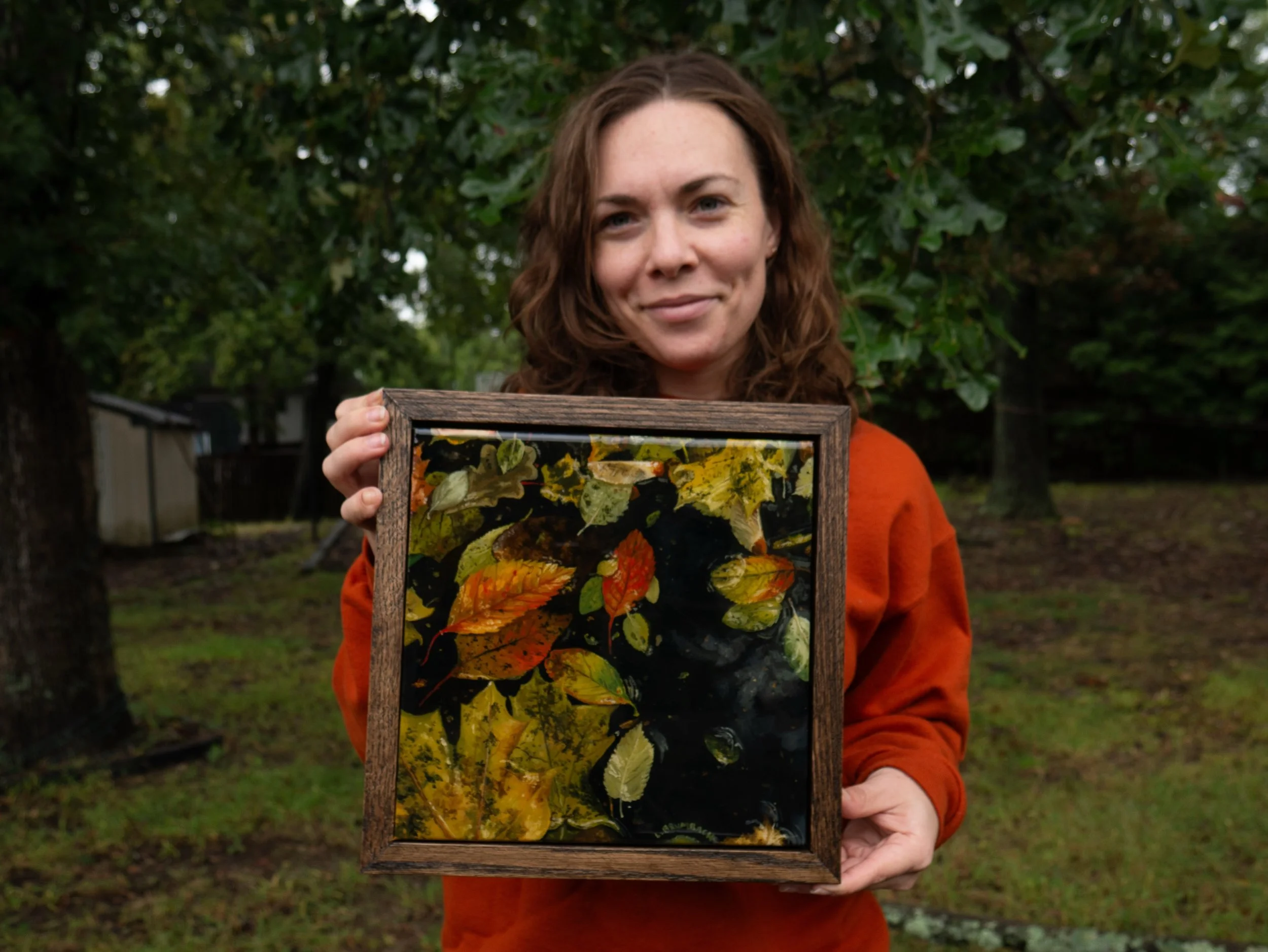 Favorite mini series every year. The Fall Smalls 🧡 

This year I went back to the beginning. I grounded these small paintings in what I found to be, the most inescapable colors of the season. 

First painting, &ldquo;Floating Fall leaves&rdquo; sold