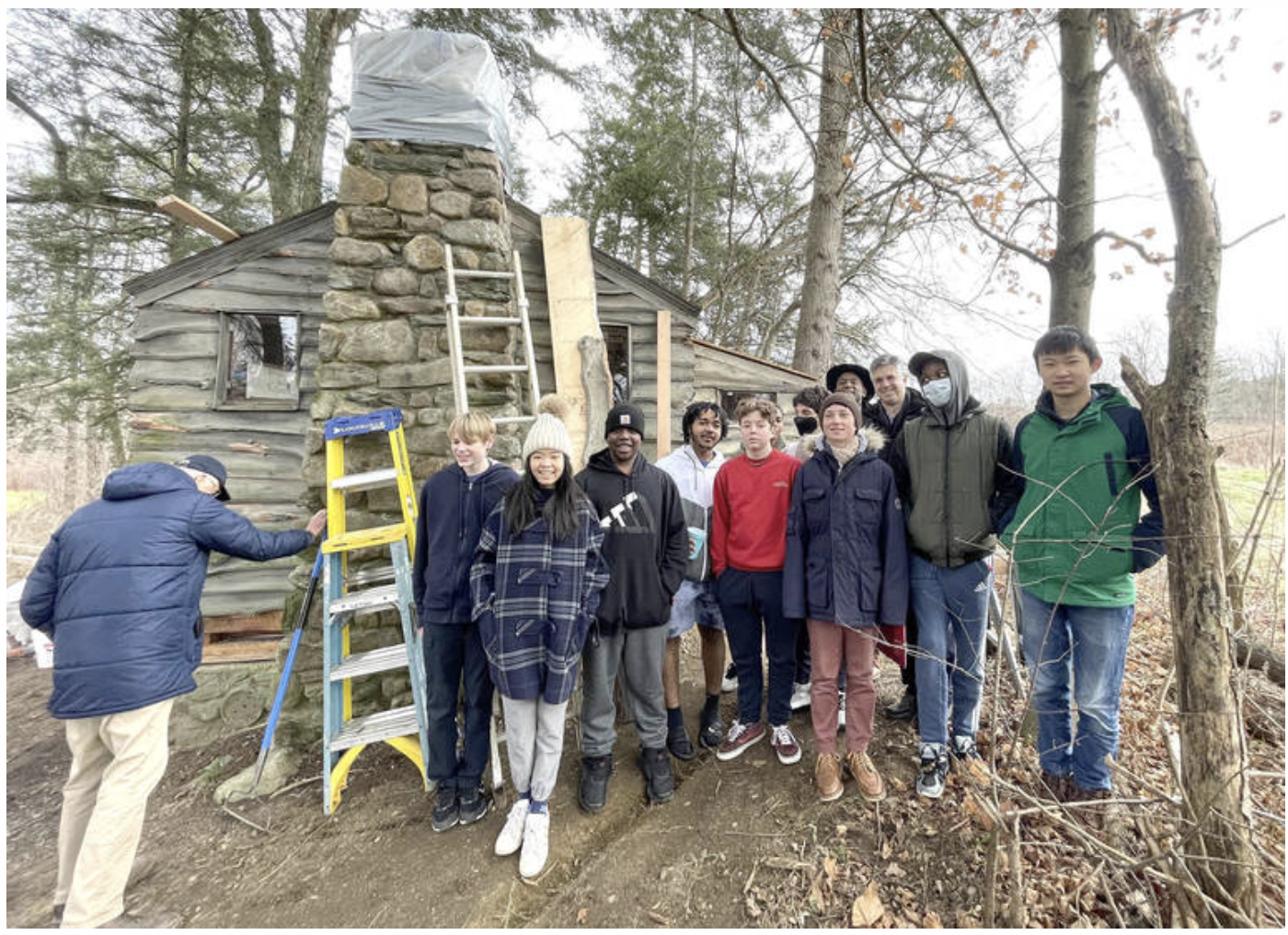 Bard College students at the cabin in 2022