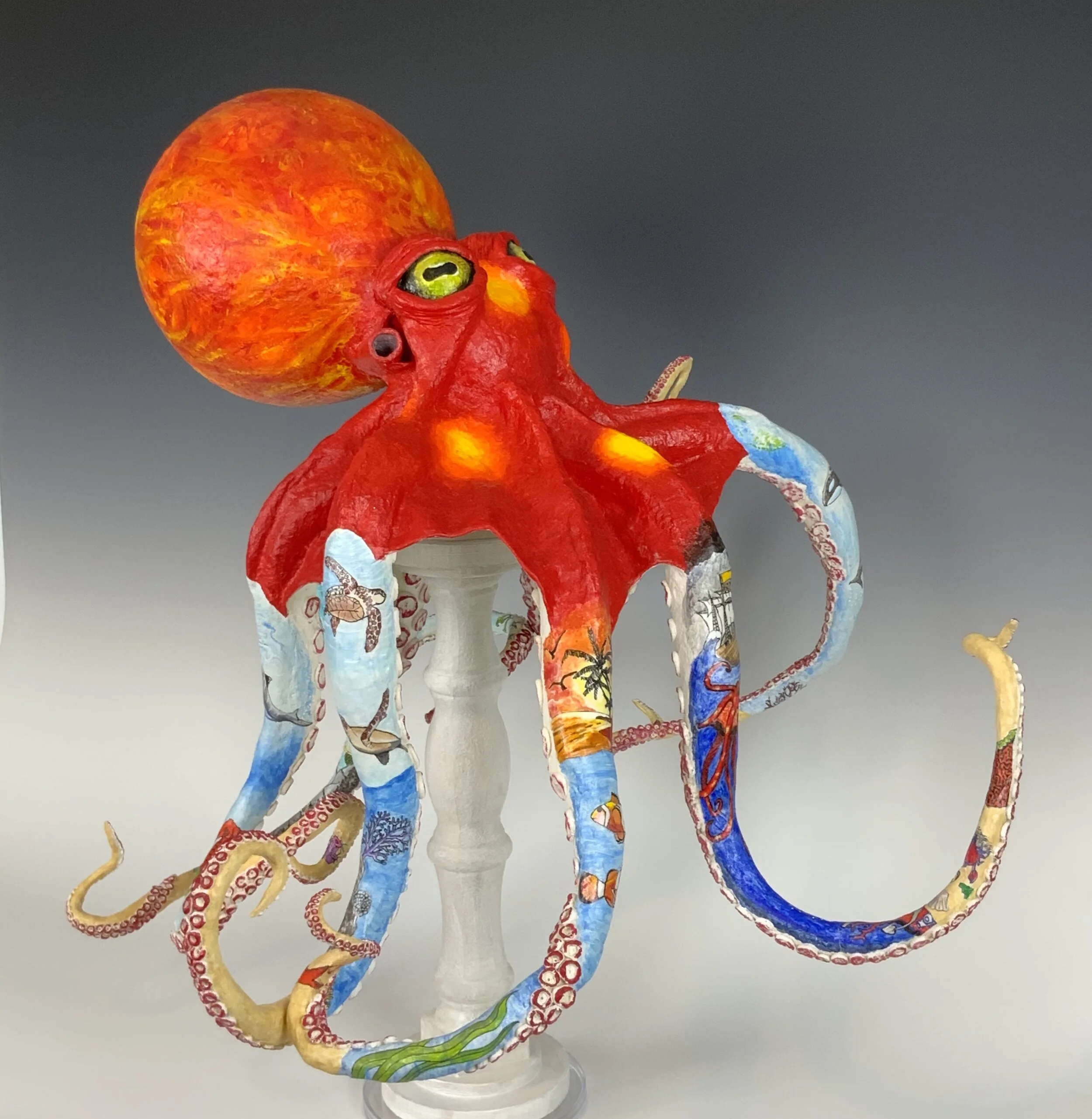 Paper Mache Sculpture-Inked