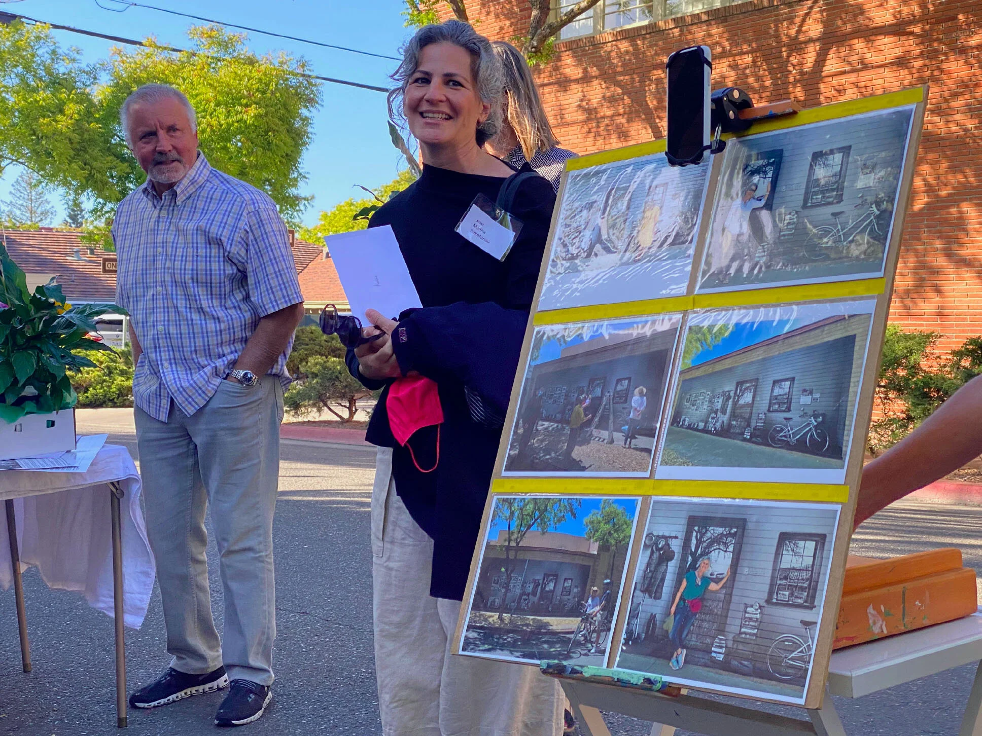 The artist, Martha Sakarelliou, and Mel Kahn, property owner of the site. (Photo courtesy of K. Povejsil)
