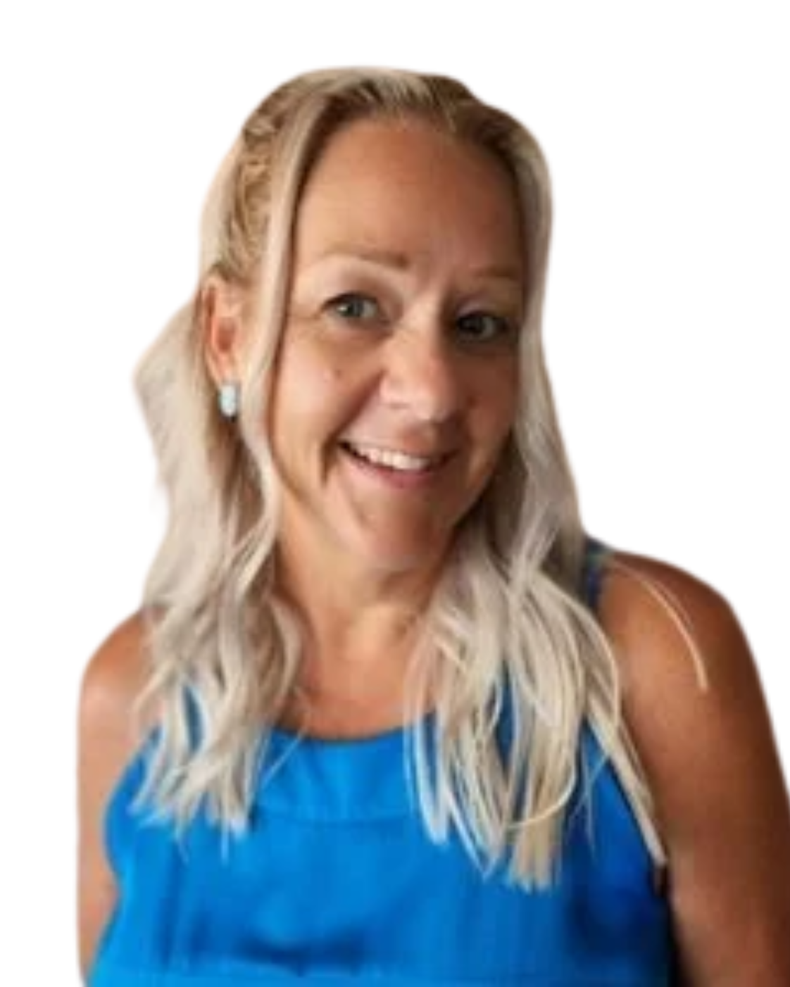 Rhiann Sweeney, Executive Assistant to the CEO, wearing a blue blouse and smiling.