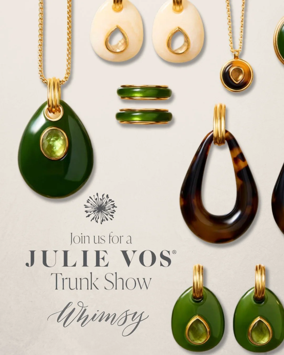 ✨ Mark those calendars! ✨

The @julievos Trunk Show is almost here - November 6&ndash;27 at Whimsy! Shop bold, statement-making jewelry and snag a FREE gift with your $250+ Julie Vos purchase (while supplies last).

Everyday luxury, perfectly timed f