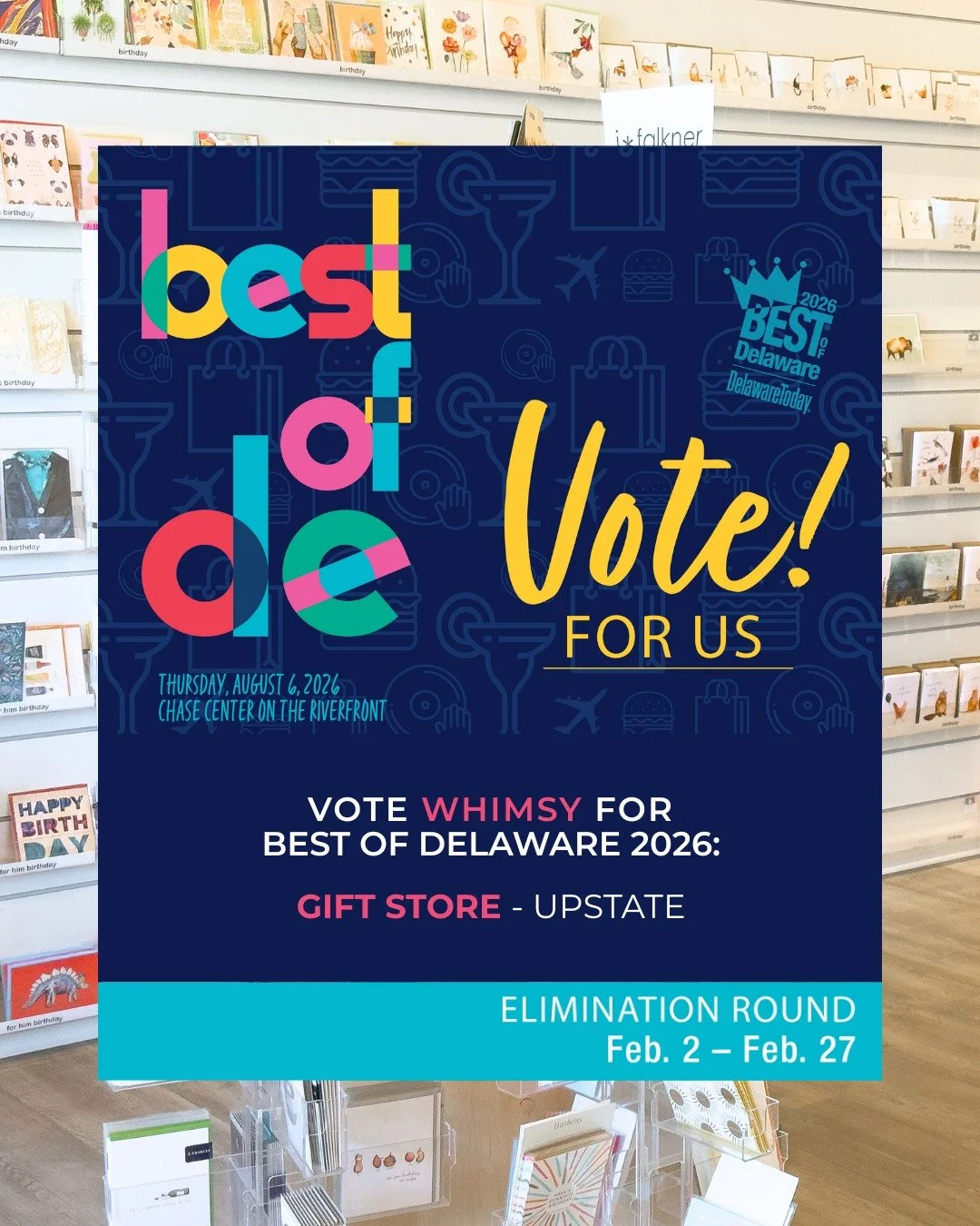 We hate to beg&hellip; so we&rsquo;ll keep this simple 😉
If Whimsy is your go-to for "nailed-it" gifts, we&rsquo;d be so grateful for your vote!

🗳️ Best of Delaware - Elimination Round
Vote Whimsy for Best Gift Shop (Upstate) - link in b