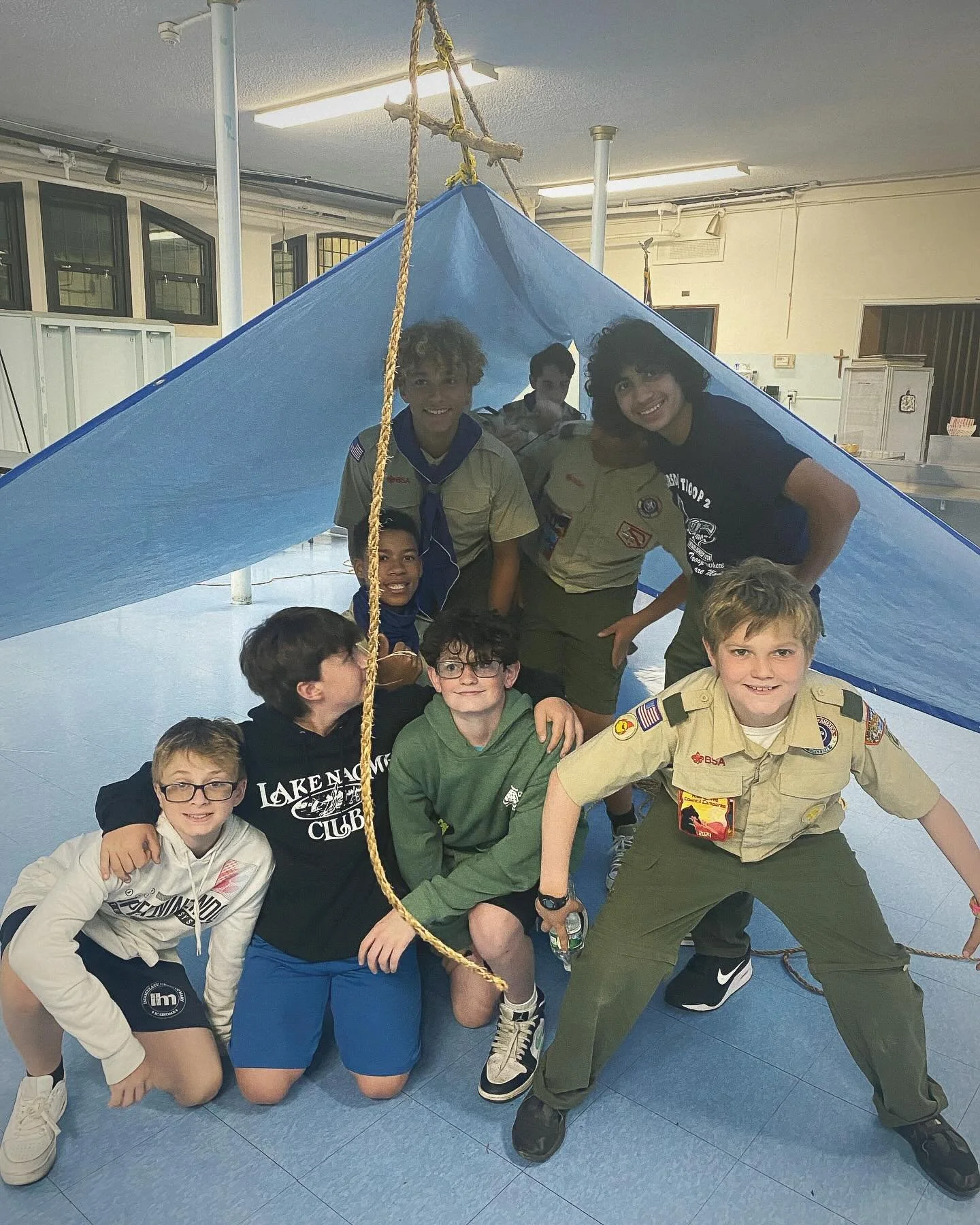 Troop 2&hellip;back at it for the 2024&ndash;2025 season. Here are Troop 2 members in a shelter they build from a humble blue tarp. Canoe camping this weekend and then focused on hiking in October. Join us for the adventure of a lifetime! #scouts #sc