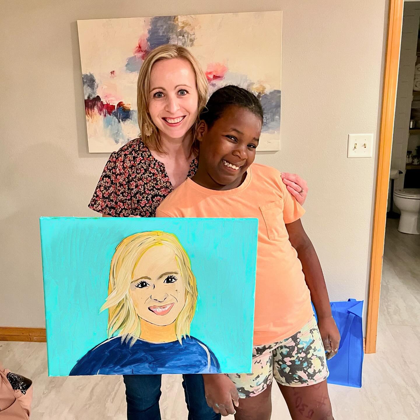 The girls got to choose what they painted for art class today, and they each chose to paint one of us. 🥰 So grateful for Jamie and her team at Stang Arts!