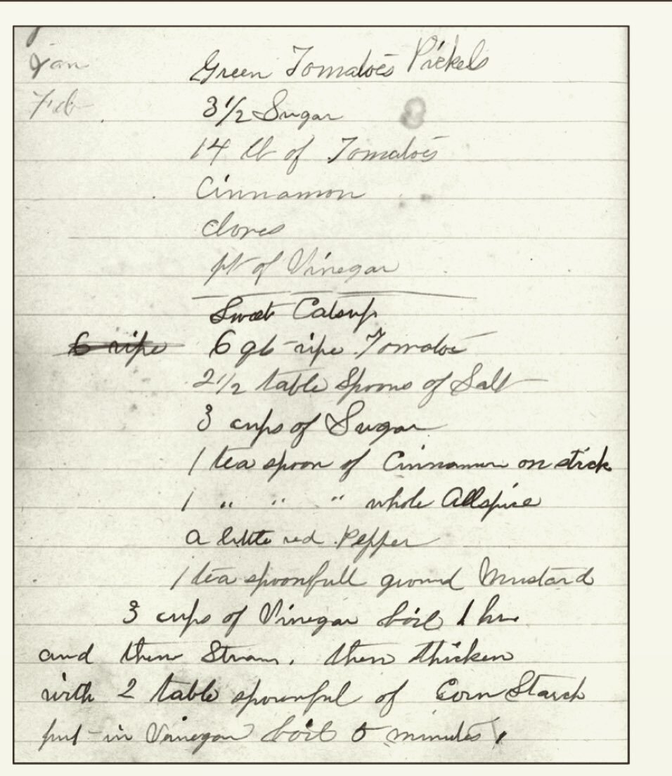 Labor Day pickle challenge! &ldquo;green tomatoes pickels&rdquo; Bonus: make your own &ldquo;sweet catsup&rdquo;! Recipes straight from Lizzie Goetschius&rsquo;s kitchen. 

#historicfoodways #cookoutfood #historypickles #uppersaddlerivernj #oldrecipe