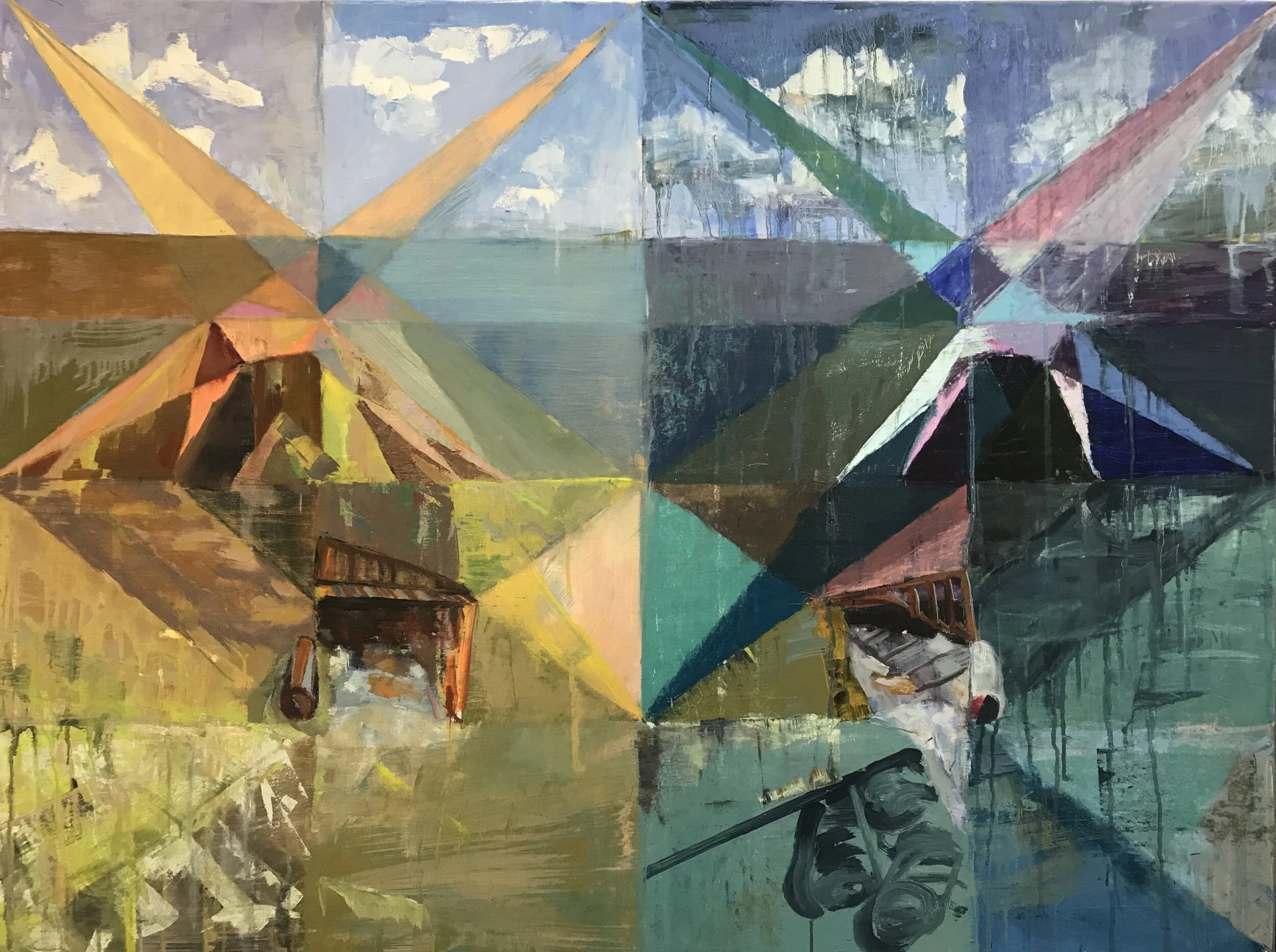 K, that’s weird. I painted this WAAY before I delved into any of these ideas or knew what a Yantra was. That is how this stuff works, I guess. My Shadow is seeking ME.Angles of Light, oil on canvas, 36x48, Shannon Borg