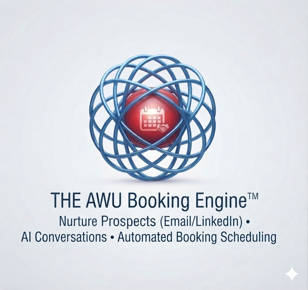   AWU Booking Engine™  –  Convert Opportunity  Helps businesses nurture prospective customers through AI-powered email and LinkedIn conversations, building relationships that lead to qualified meetings on your calendar. 