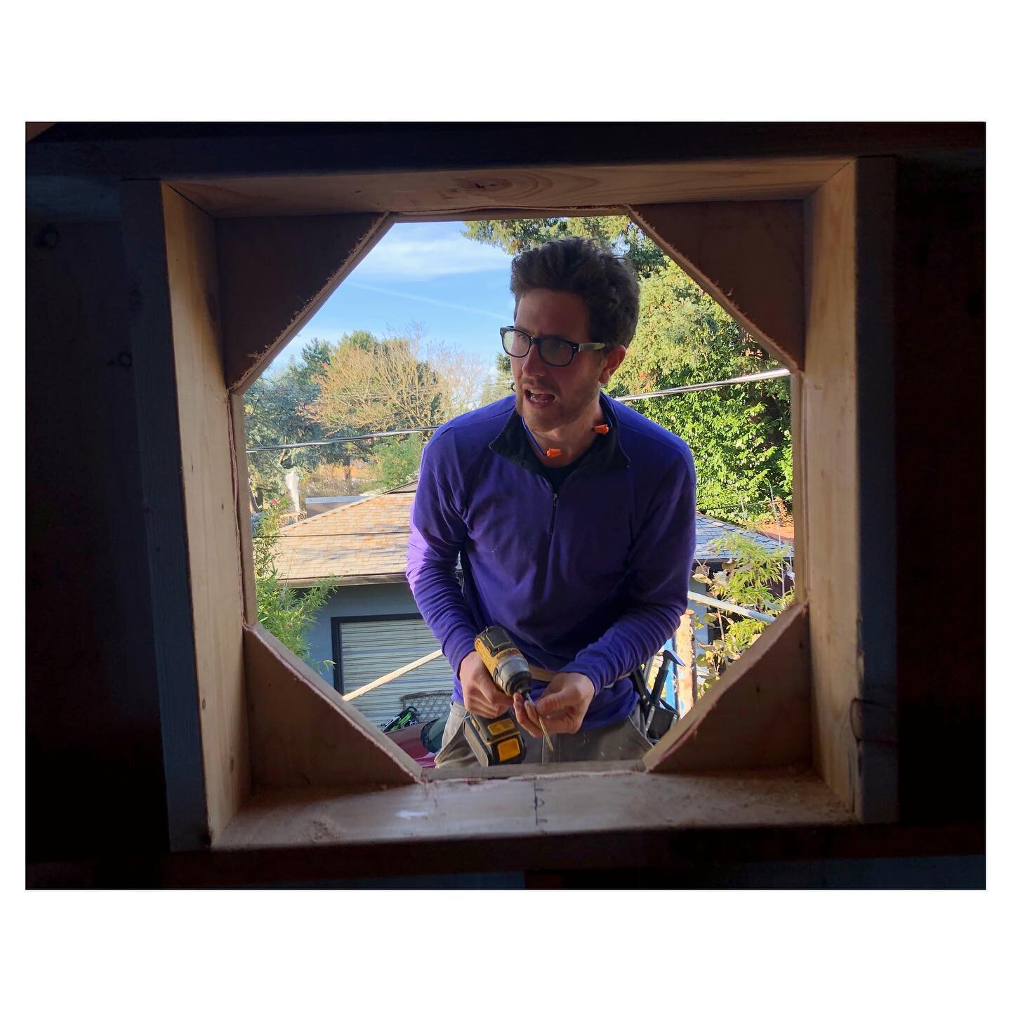 Joe &amp; the birth of Fancy Window Number One #strawbalehouse