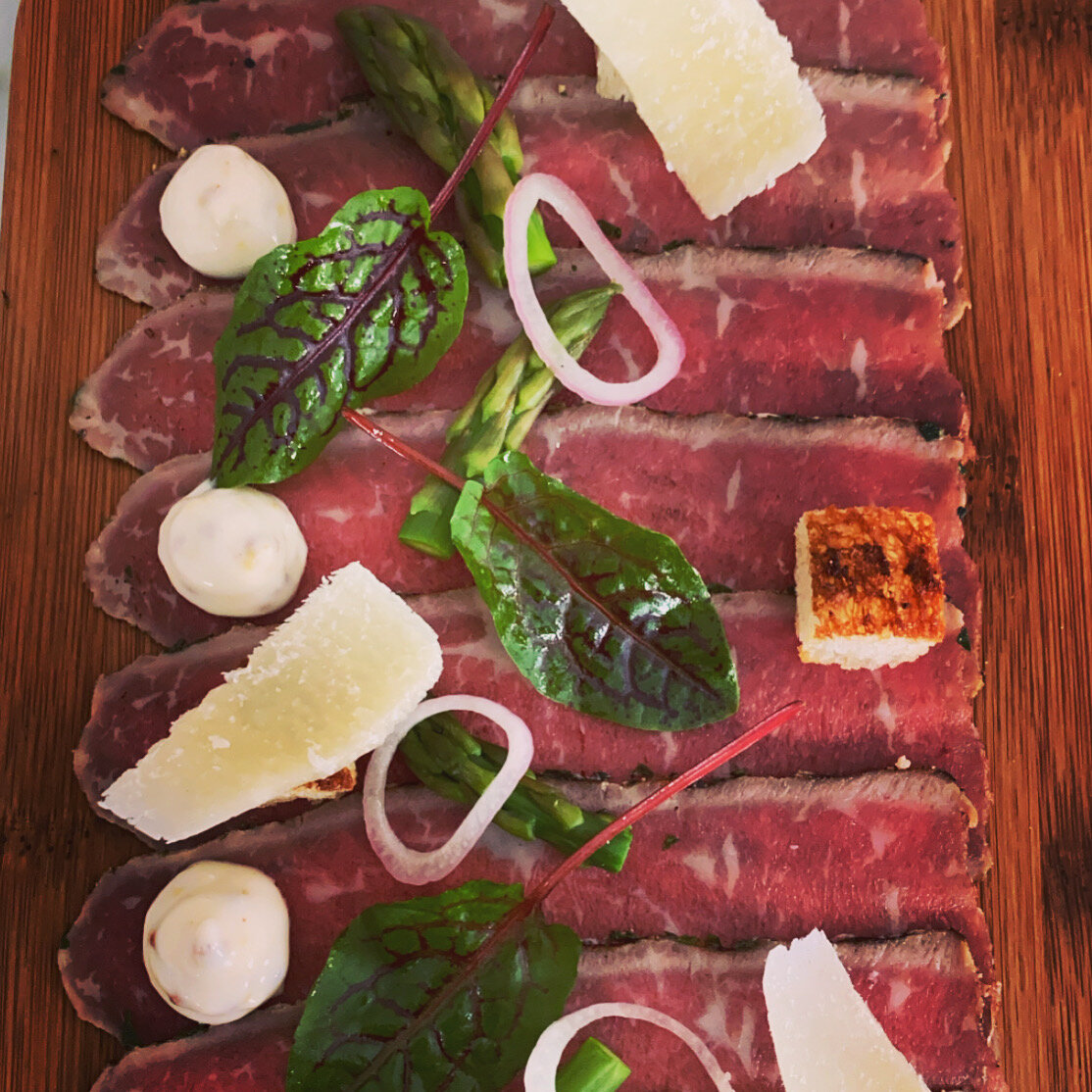 Prime Alberta Beef Carpaccio, Grainy Mustard Aioli, Sorrel