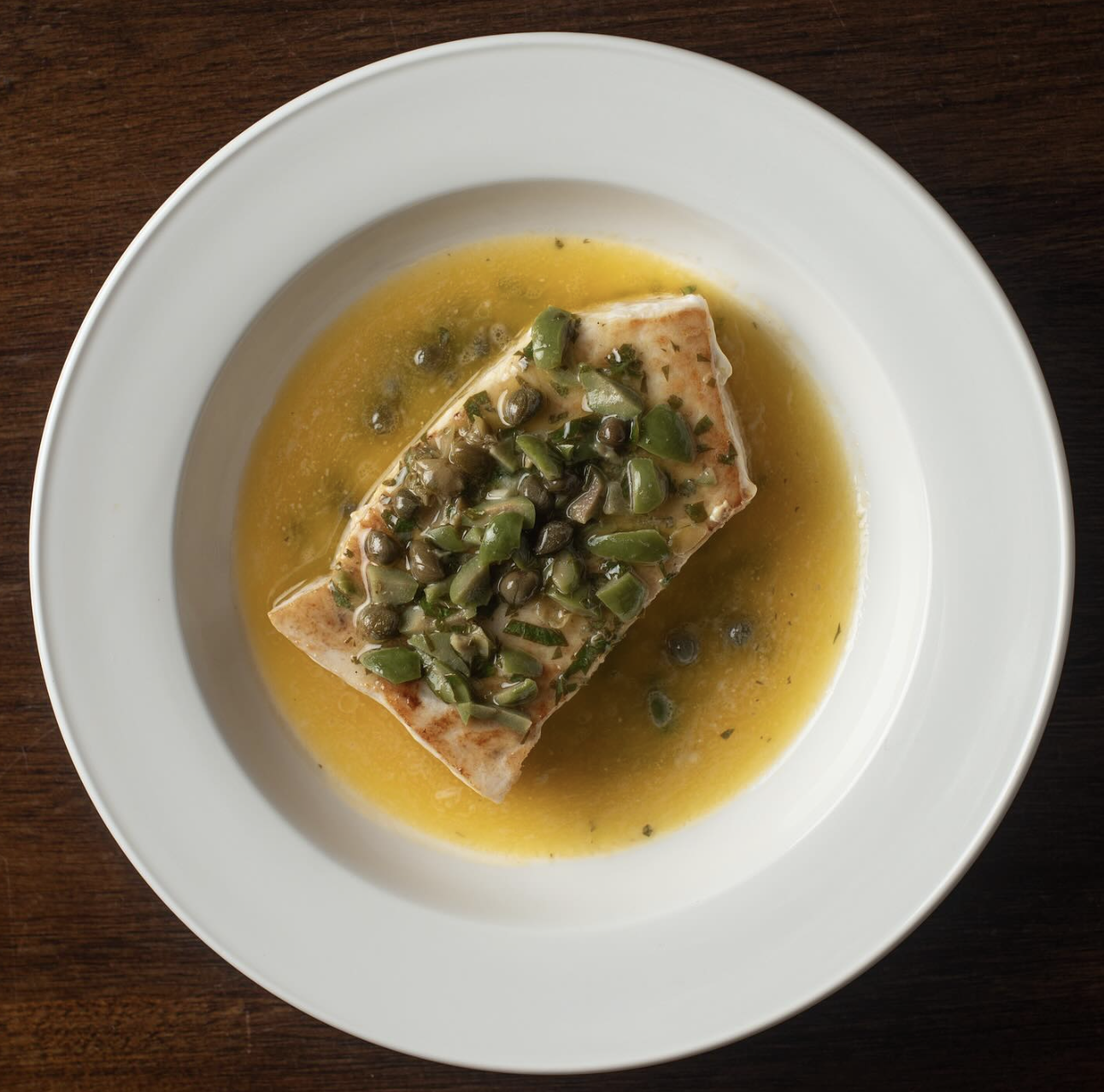 Swordfish-Like Steak with Crispy Capers