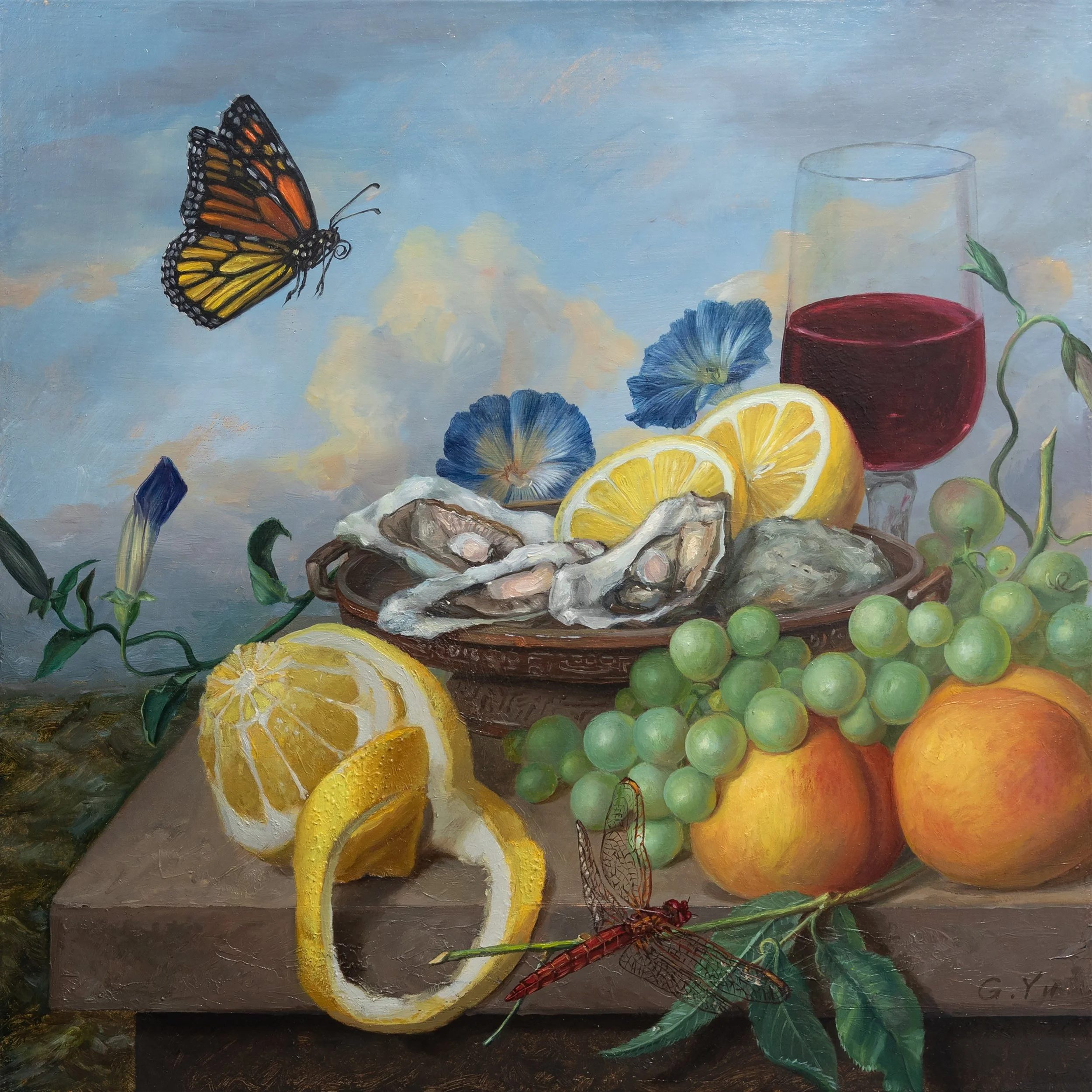 Still Life on Stone Ledge, 14x14 inch