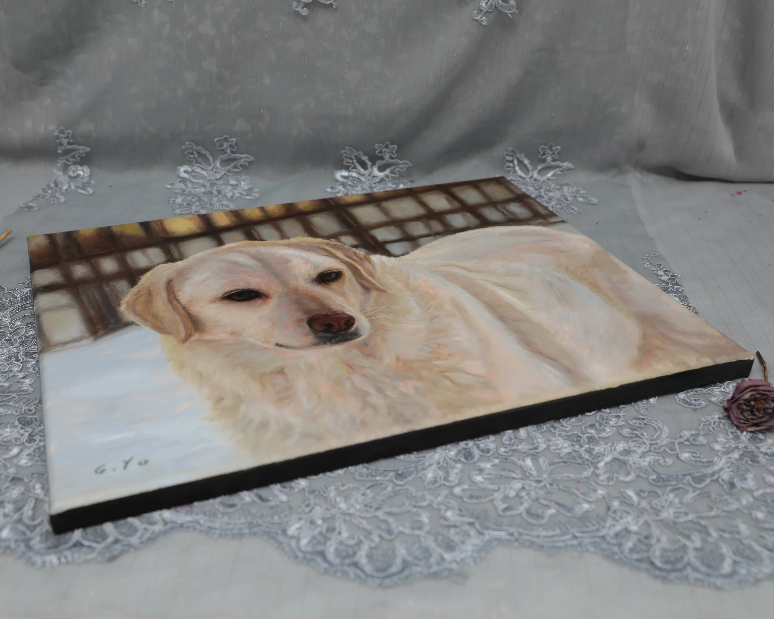 Dog Commission, side view, 14 x18 in.