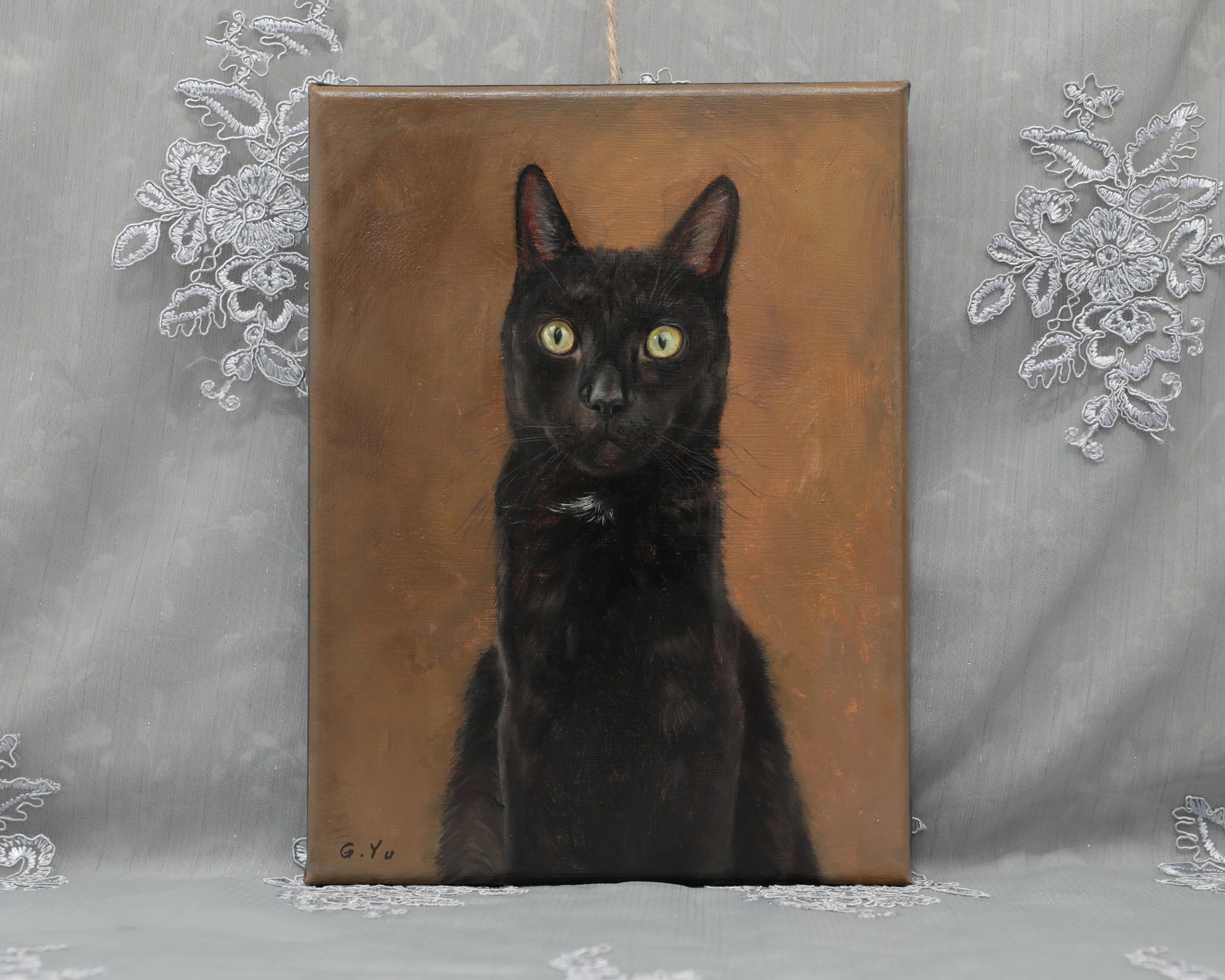 Cat Commission, front view, 9 x 12 in.
