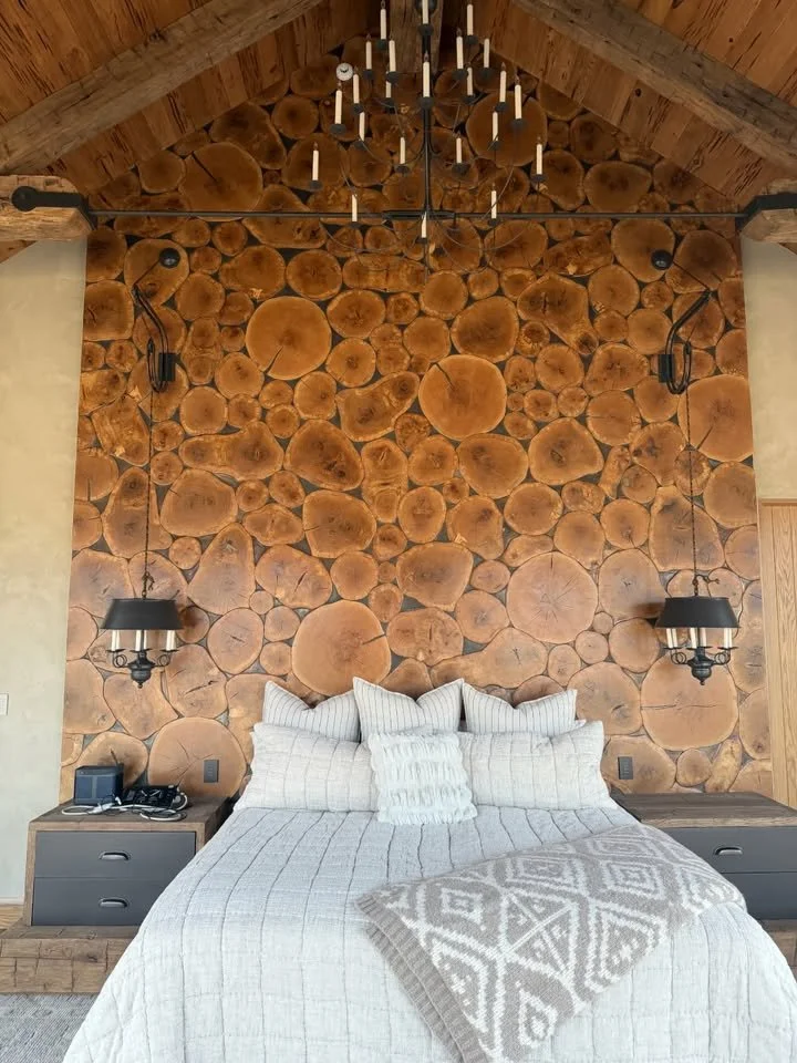 Wall of White Oak cookies milled from trees from the property.