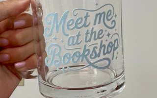Meet Me at the Bookshop: Glass Mug (Blue)