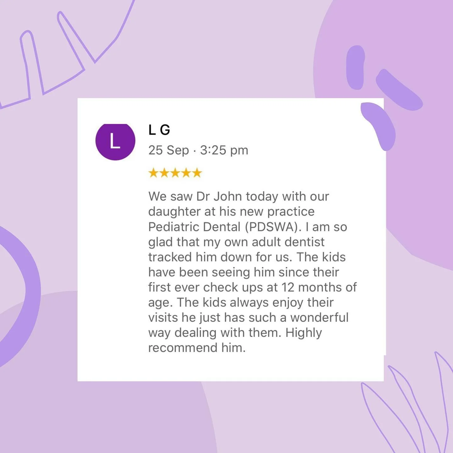 Thanks LG for the awesome review on google! Whoop! 😎🤗

⁣
.⁣
.⁣
.⁣
.⁣
.⁣
#paediatricdentist #happyteeth #childdentist #smile #oralhygiene #teeth #kids #oralhealth #teeth #kidsteeth #dentistforkids #kidsdentist #babyteeth #dentistry #aboutdentistry #