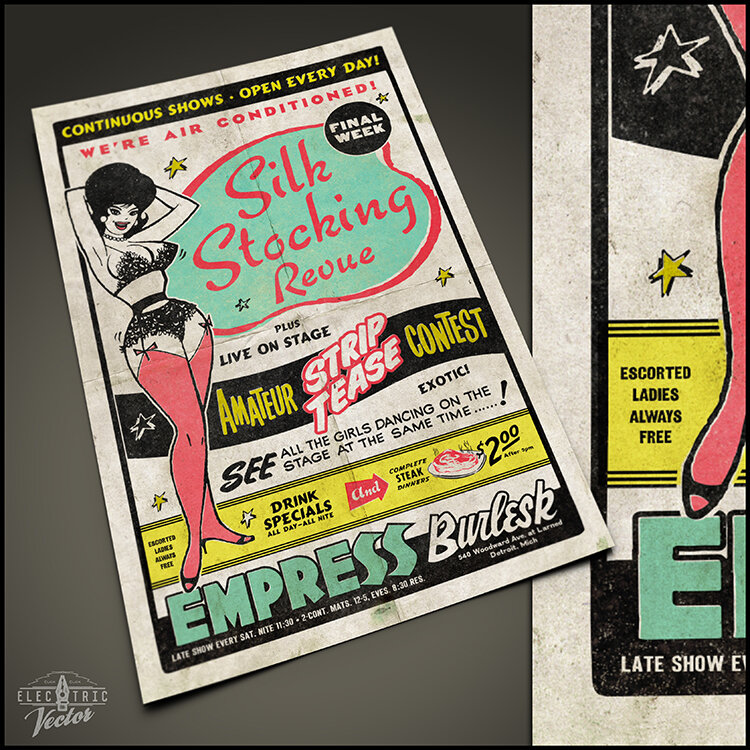Strip Tease Contest Burlesque Poster — Electric Vector