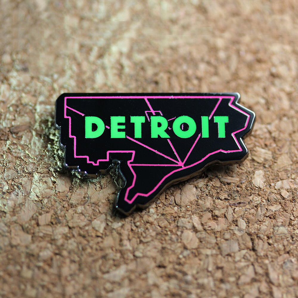 Detroit City Map - Enamel Pin
