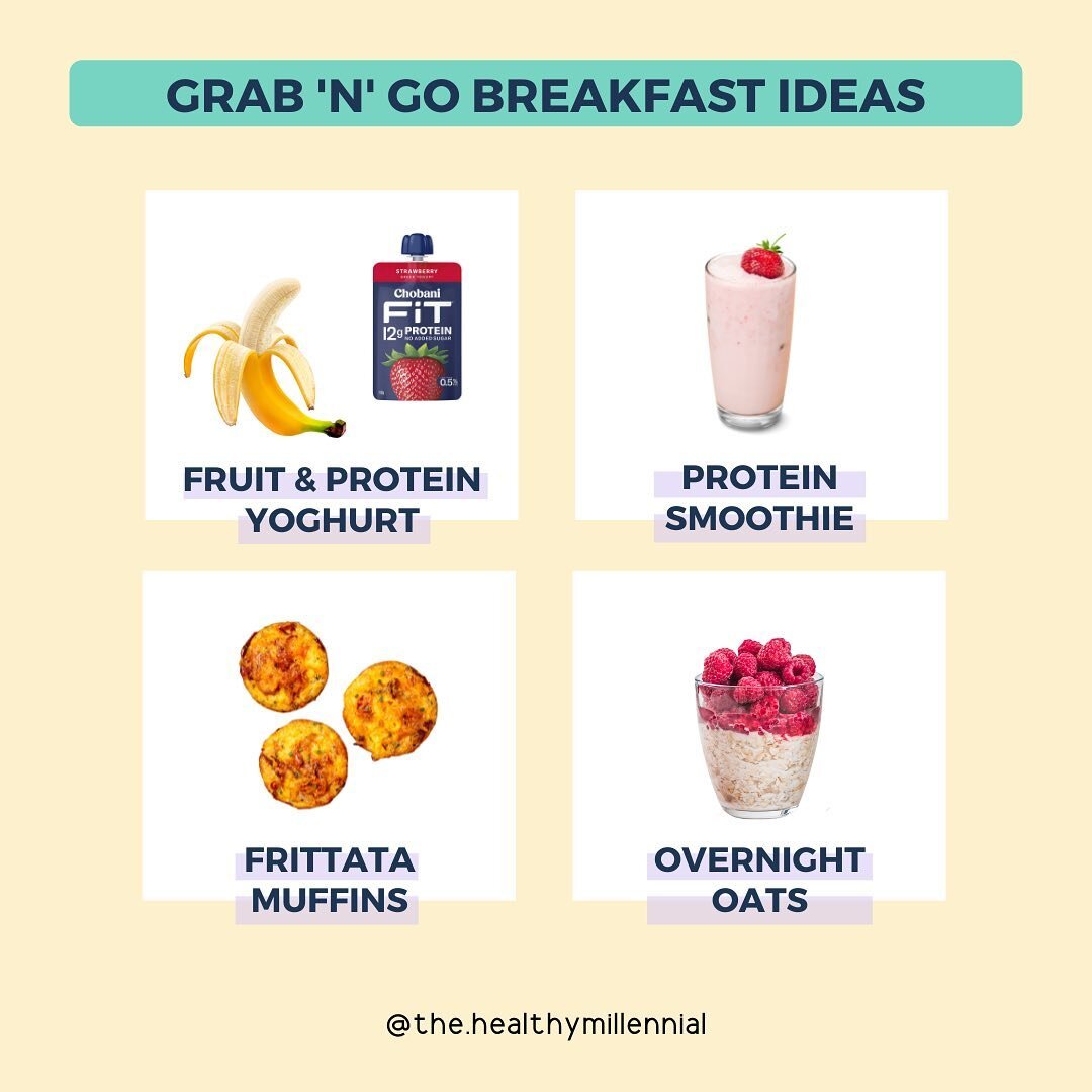 ⏱ Short on time for breakfast prep in the morning?

➡️ Check out these ideas that are perfect to grab and go - whether that be straight to work, or start your commute to the study or dining room table (WFH life). 

These can easily be prepped and pac