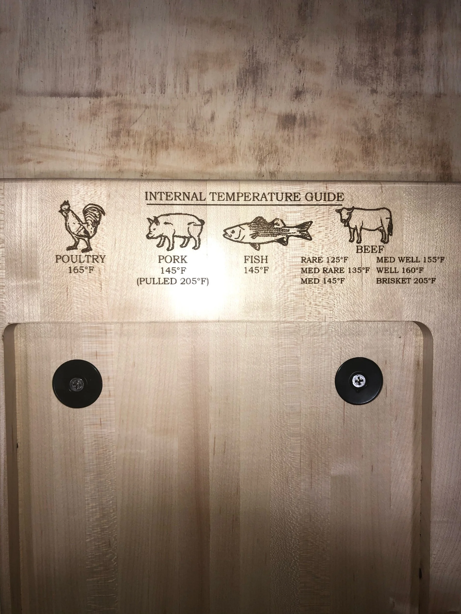 Underside showing our magnets and laser etched temperature guide.