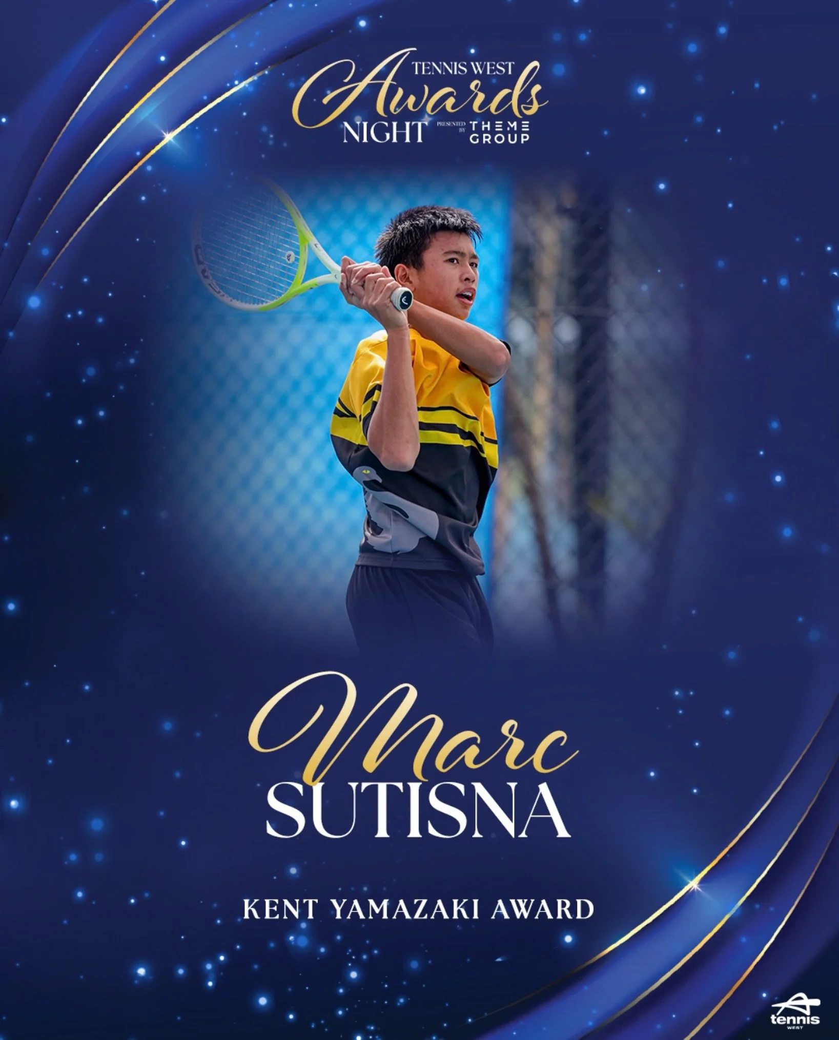 Congratulations to Marc Sutisna on receiving the Kent Yamazaki Award at the 2026 Tennis West Award Night!

We would like to extend our sincere appreciation to Tennis West and everyone involved for recognising Marc&rsquo;s hard work, dedication and ac