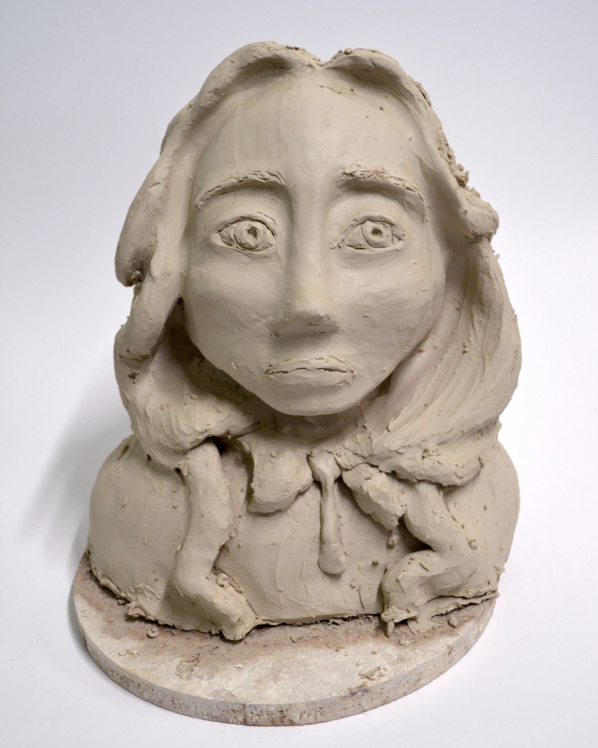 Chloe (Year 9 student), 'ceramic bust', 2020, white earthenware