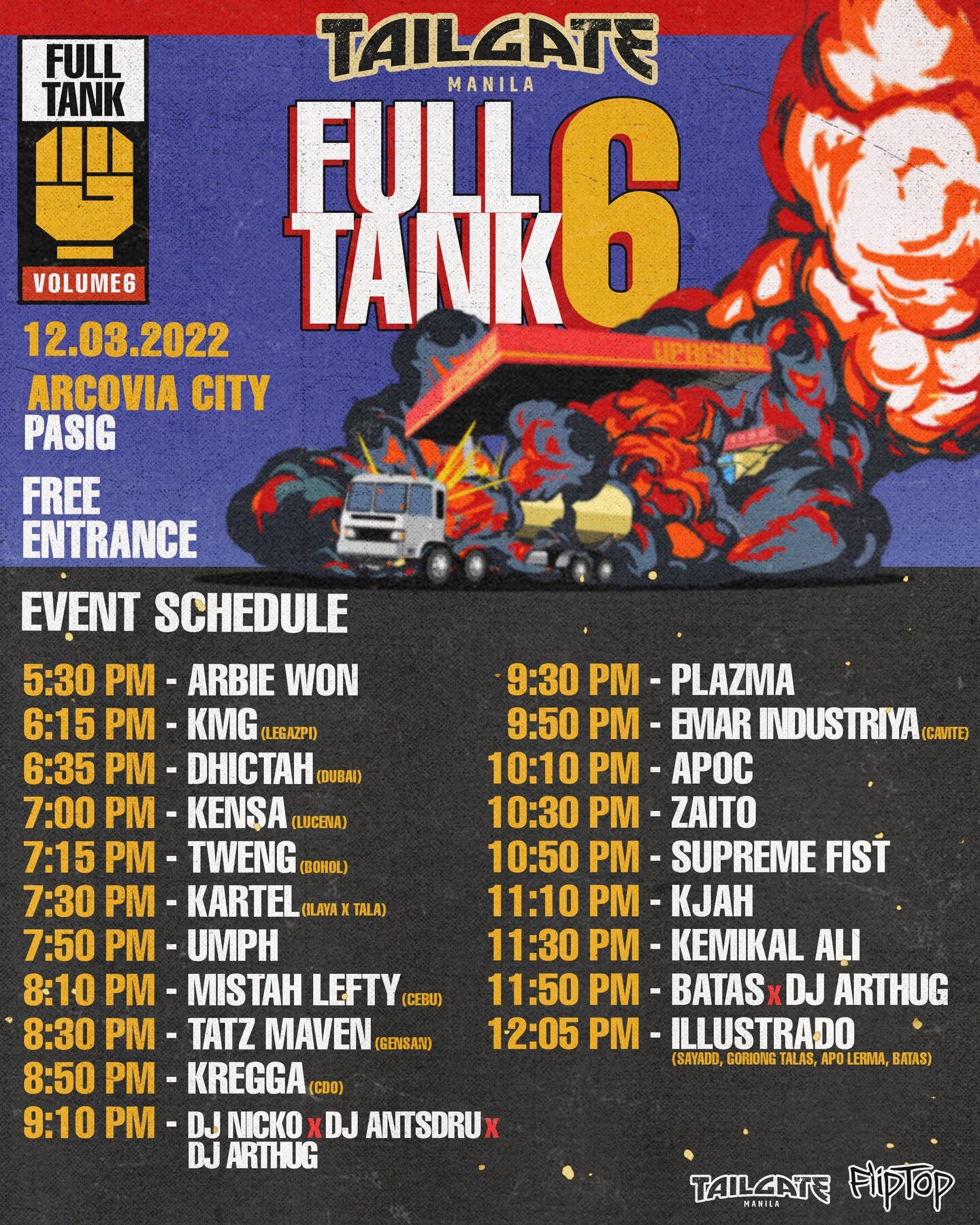 NGAYONG SABADO! PERO SANA SAMAHAN NIYO KAMI AT IENJOY YUNG HALOS PITONG ORAS NG UPRISING HIPHOP!!!

Sa TailGate Manila, Arcovia City, Pasig (along C-5) 

#Uprising #FullTank #TailGateManila