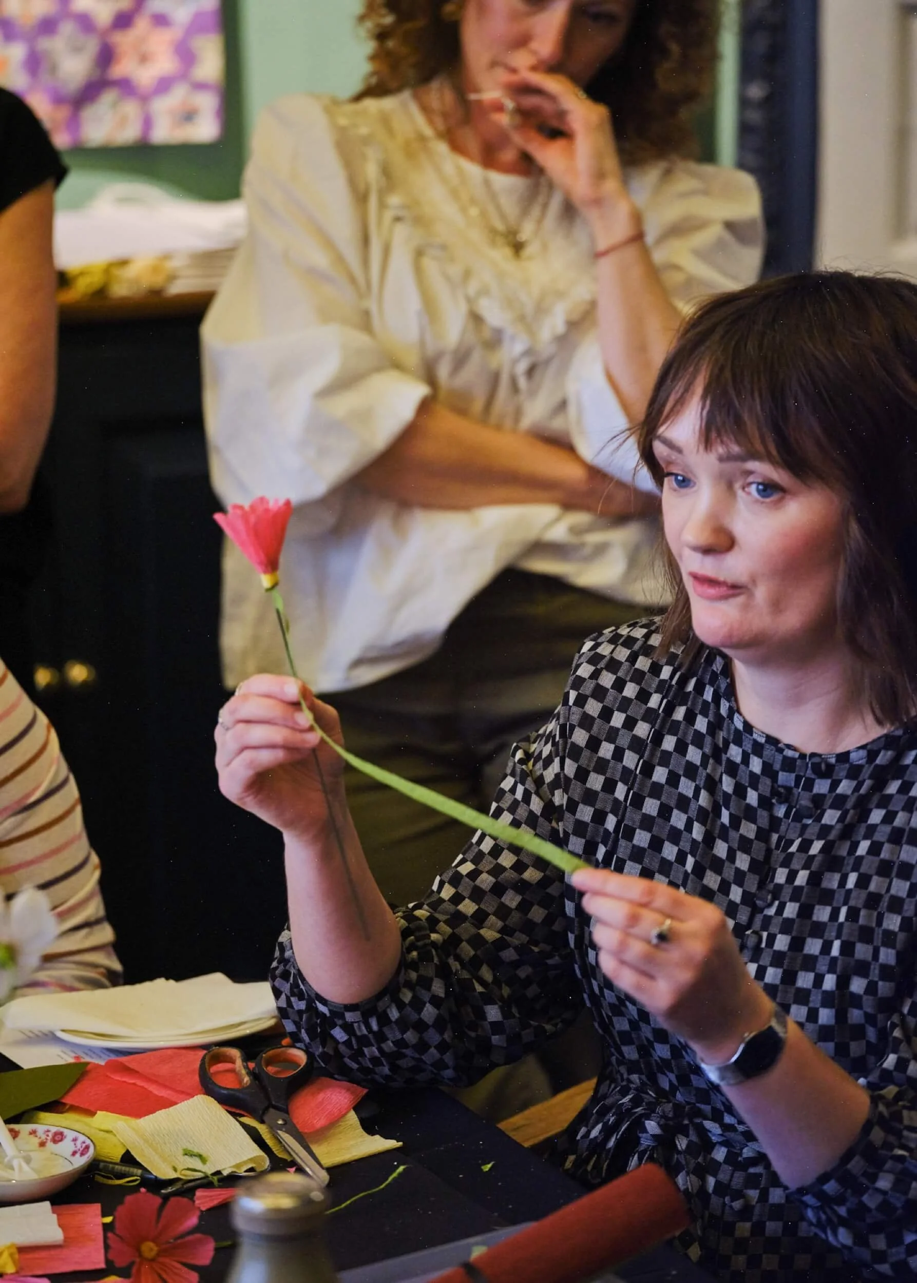 Susan Beech teaching a paper flower workshop London