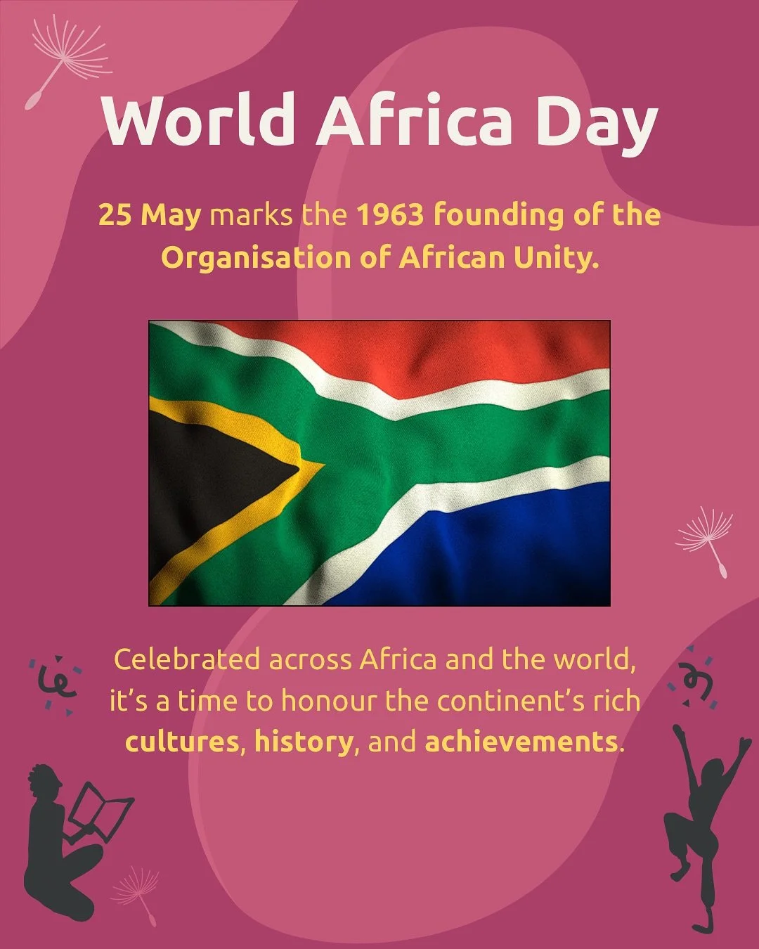 🌍✨ Happy Africa Day! 🇿🇦

Celebrated every year on the 25th May, Africa Day marks the founding of the Organisation of African Unity in 1963, a powerful step towards unity, freedom, and self-determination across the continent.

Today, we honour the 