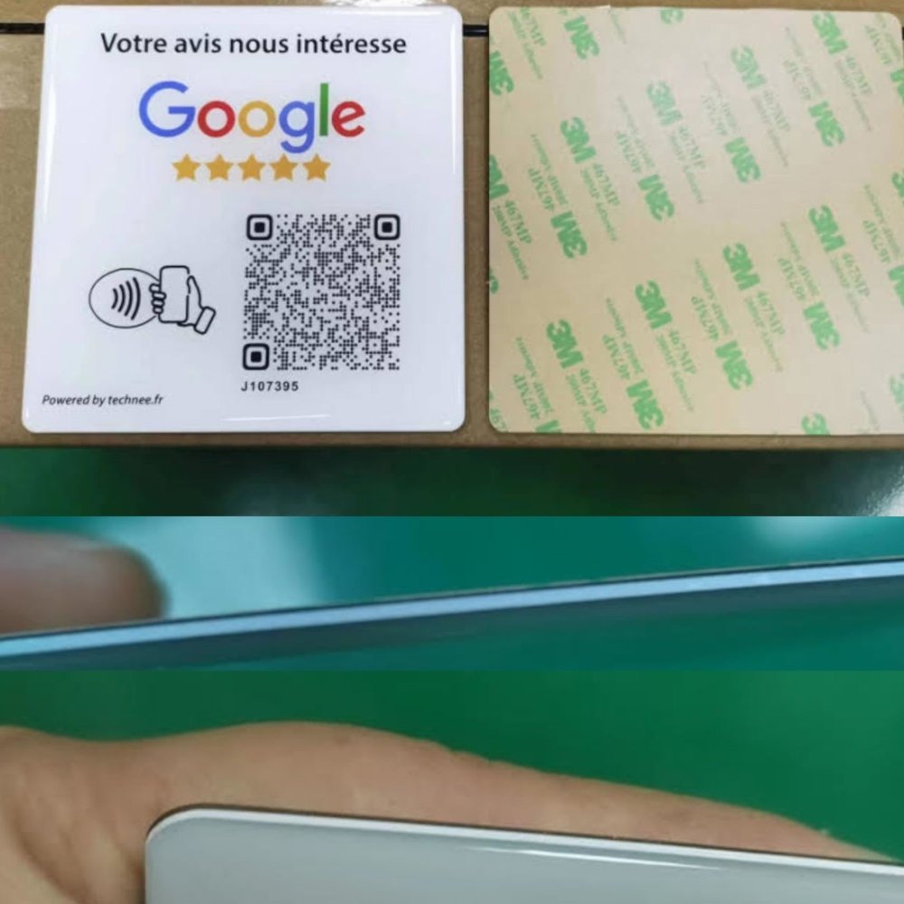 Carte RFID professionnelle à code QR programmable personnalisée,  autocollant NFC Google Review