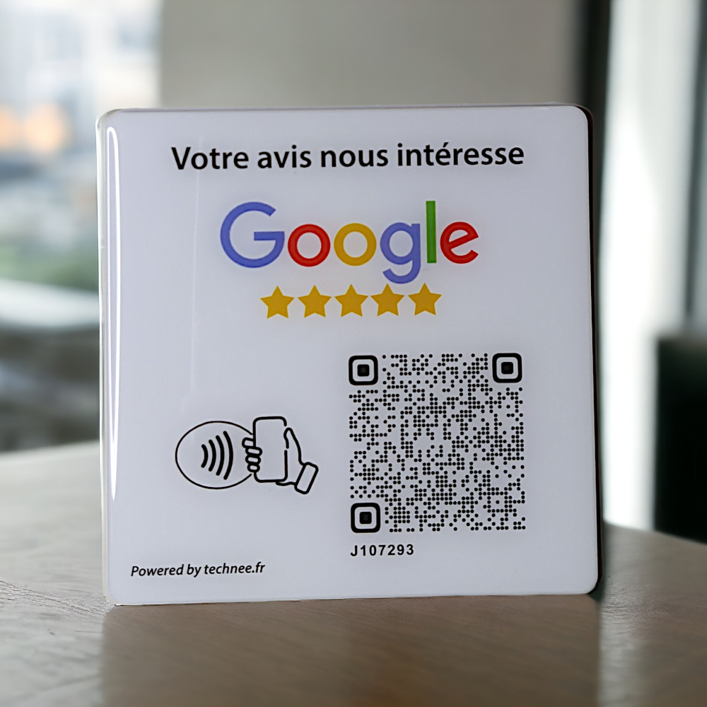 Sticker générateur d'avis Google | Format plaque NFC | QR Code