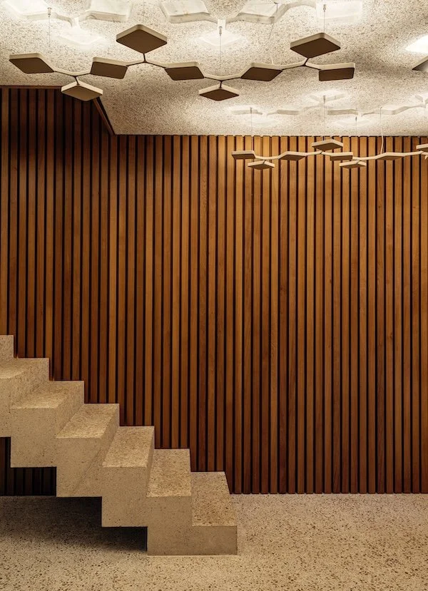 Linealight LED Leuchte, Indirektlicht, Wandverkleidung aus Holz